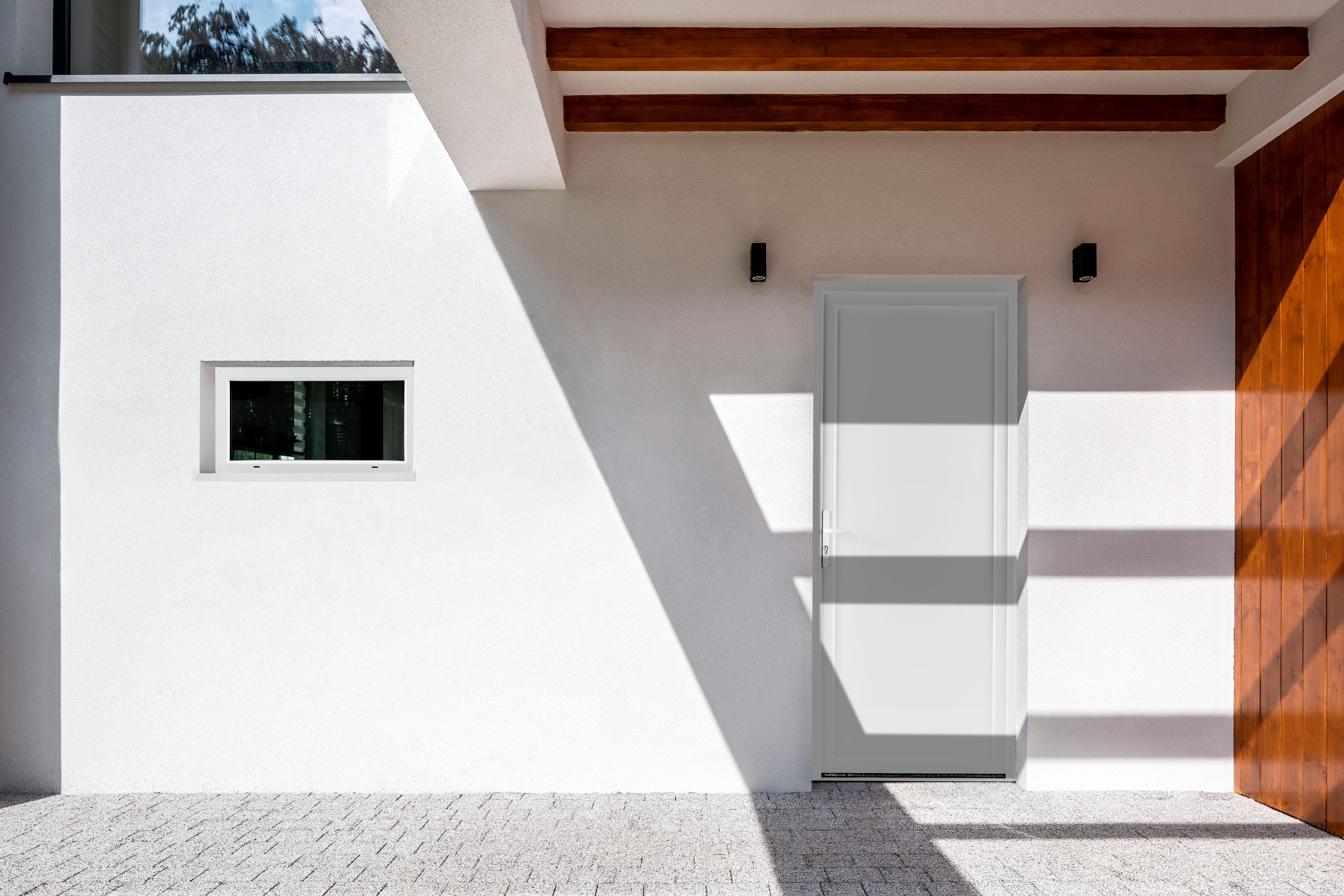 Porte de service PVC Pleine H.200 x l.90 cm poussant droit blanc - 3