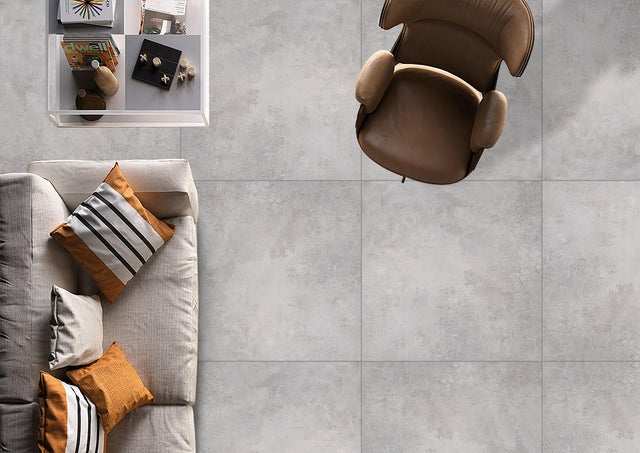 Carrelage sol intérieur effet béton l.61,50x L.61,50cm - Clara Gris