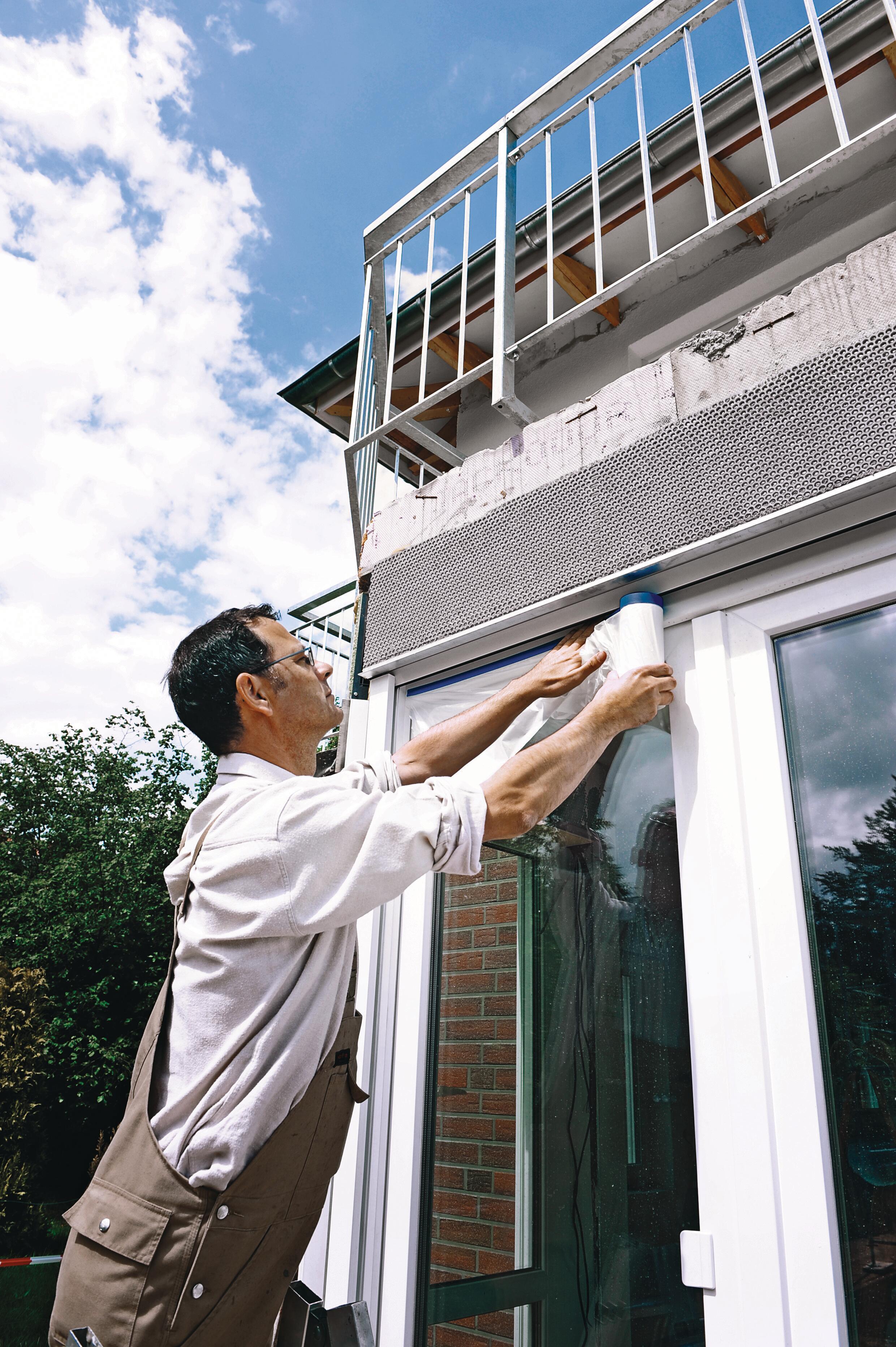 Bâche de protection peinture plastique auto-adhésive l.2,60 m x L.14 m Easy cover extérieure - TESA - 3