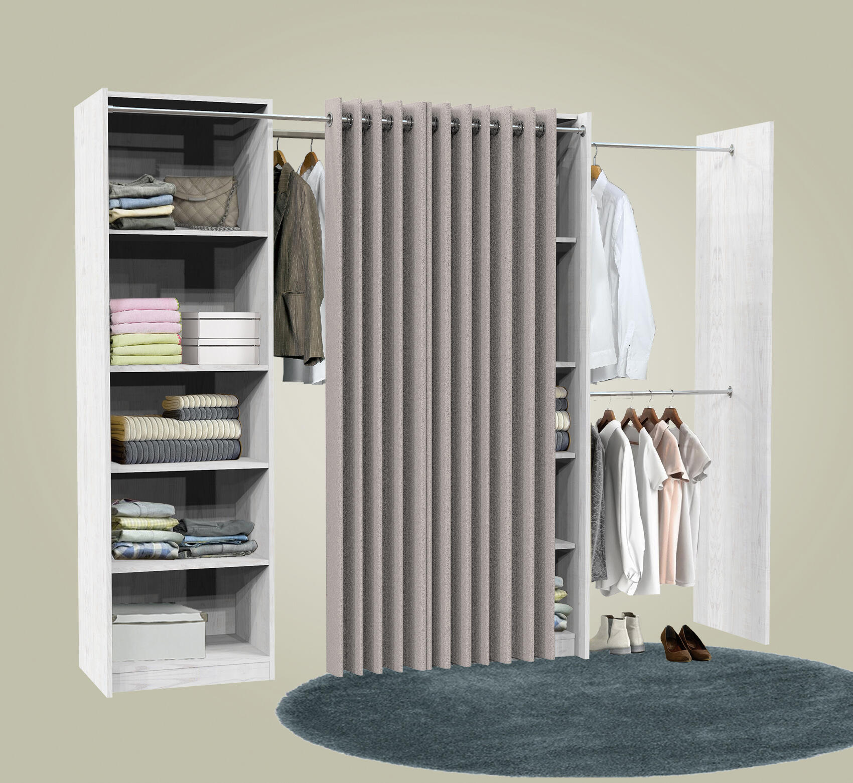 Aménagement de placard song - chêne Alaska blanc H.203,2 x l.180 x P.55 cm - 4