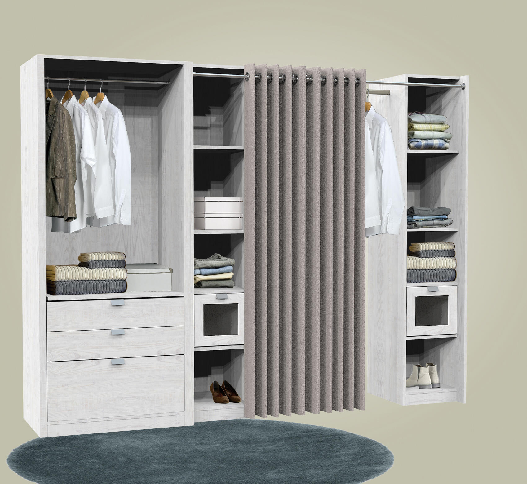 Aménagement de placard song - chêne Alaska blanc H.203,2 x l.180 x P.55 cm - 3