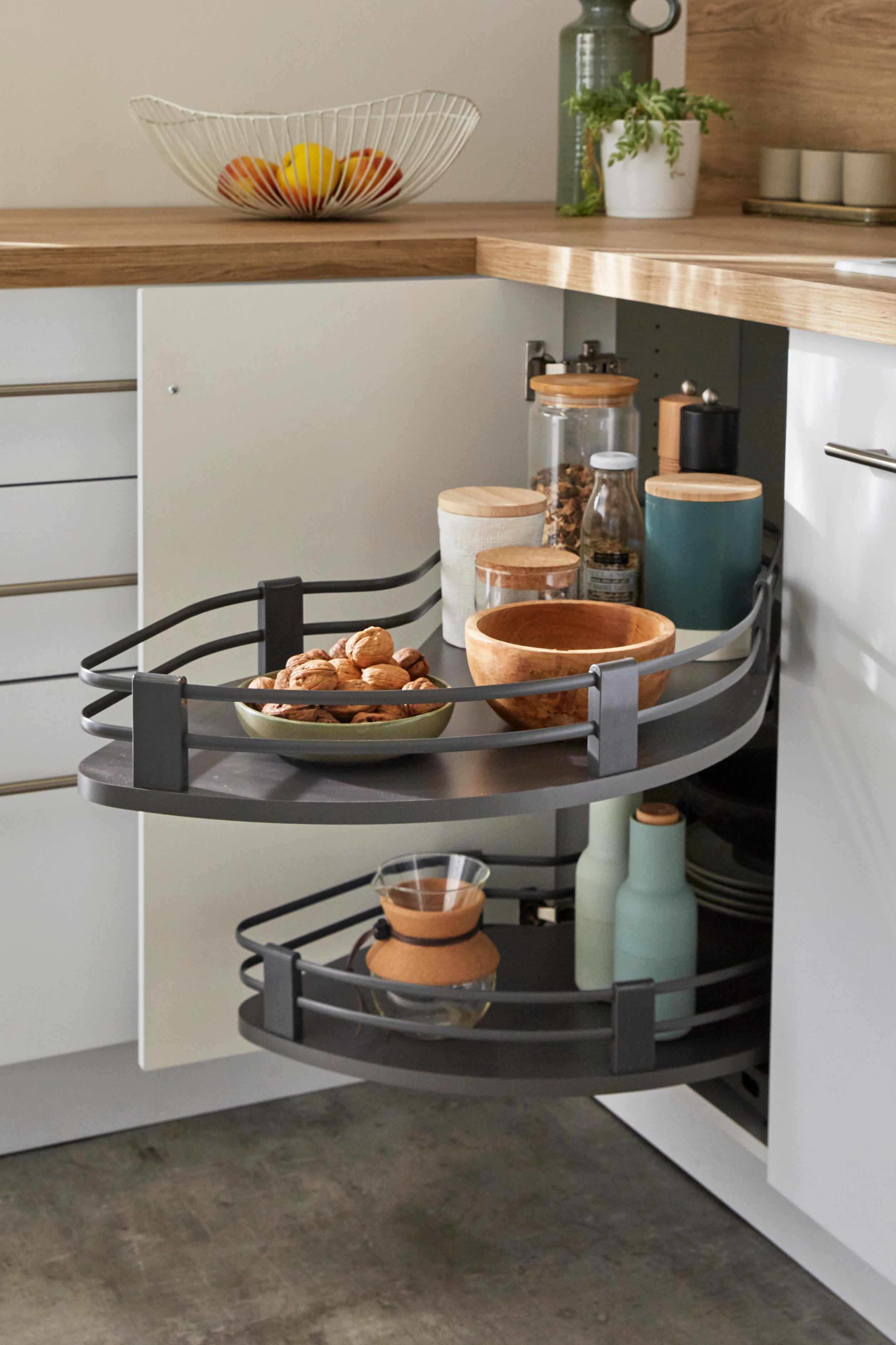 Rangement d'angle demi-lune angle gris réversible - 2