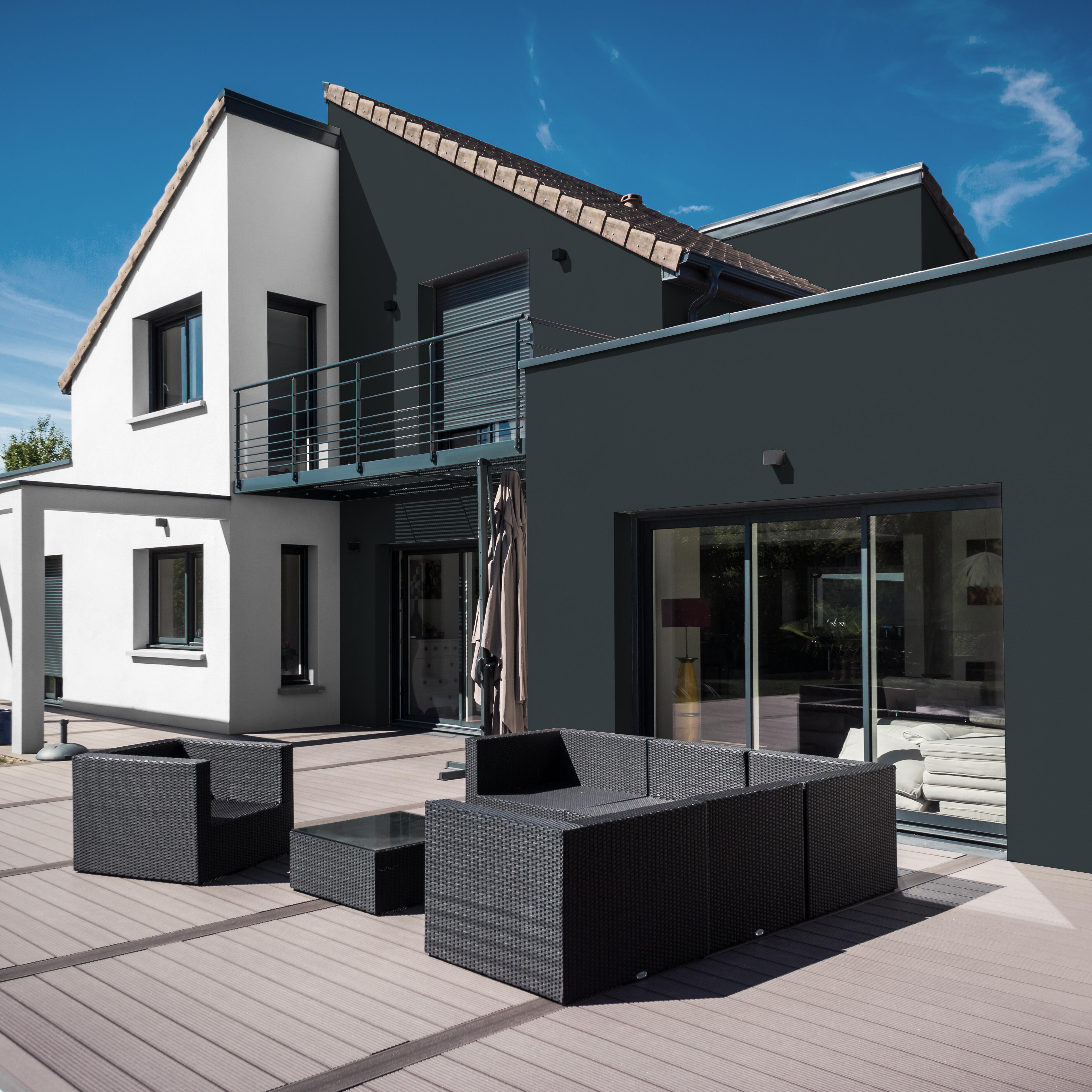 Peinture extérieure façade D2 tous supports 2 en 1 mat gris anthracite RAL 7016 10 L - MOSAÏK - 2