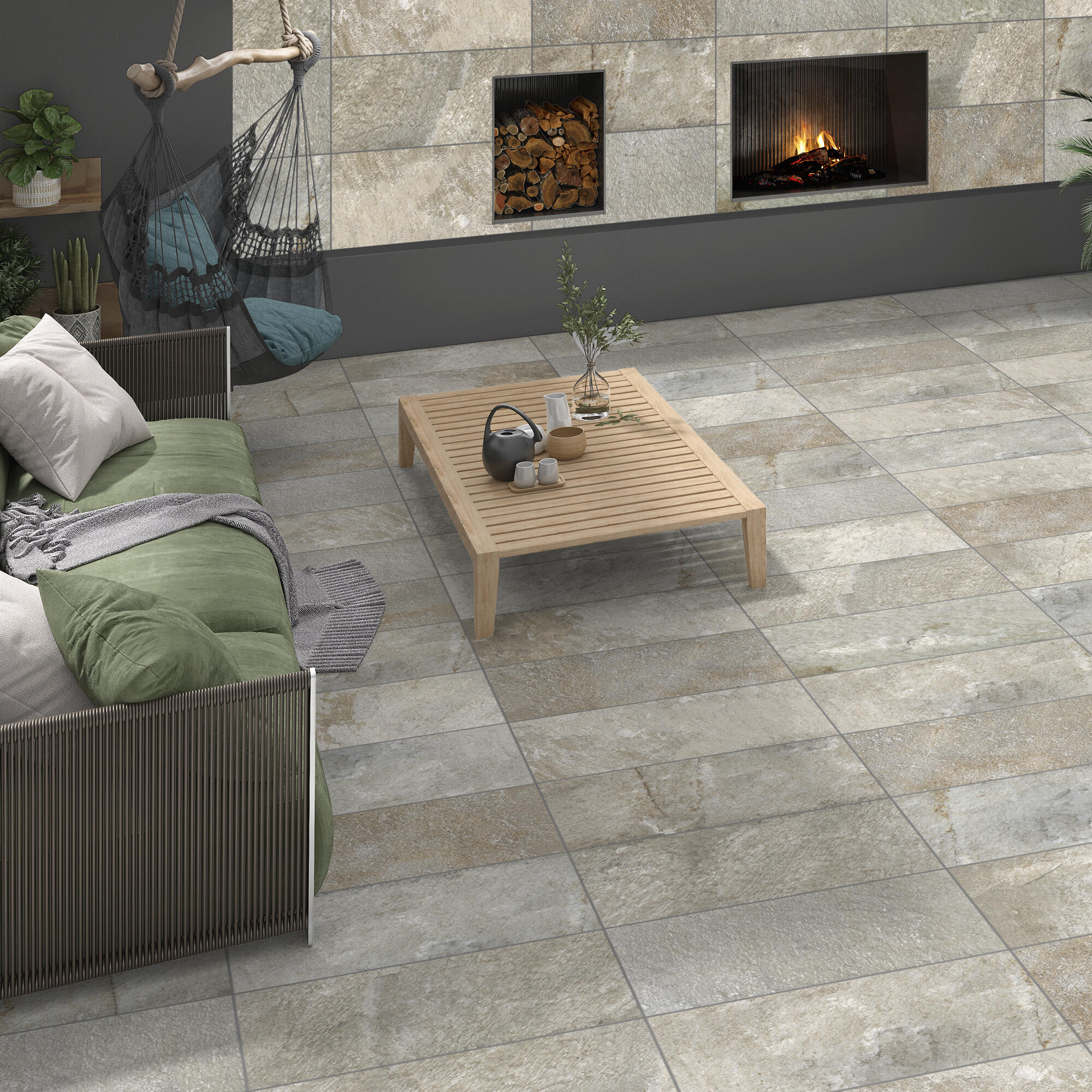 Carrelage sol extérieur effet pierre l.37 x L.75 cm - Norita Random - 2