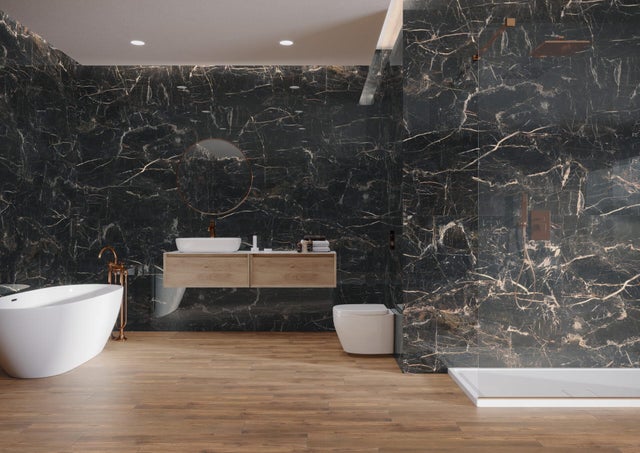 Carrelage sol intérieur effet marbre l.60 x L.120 cm - Marquina Gold Poli