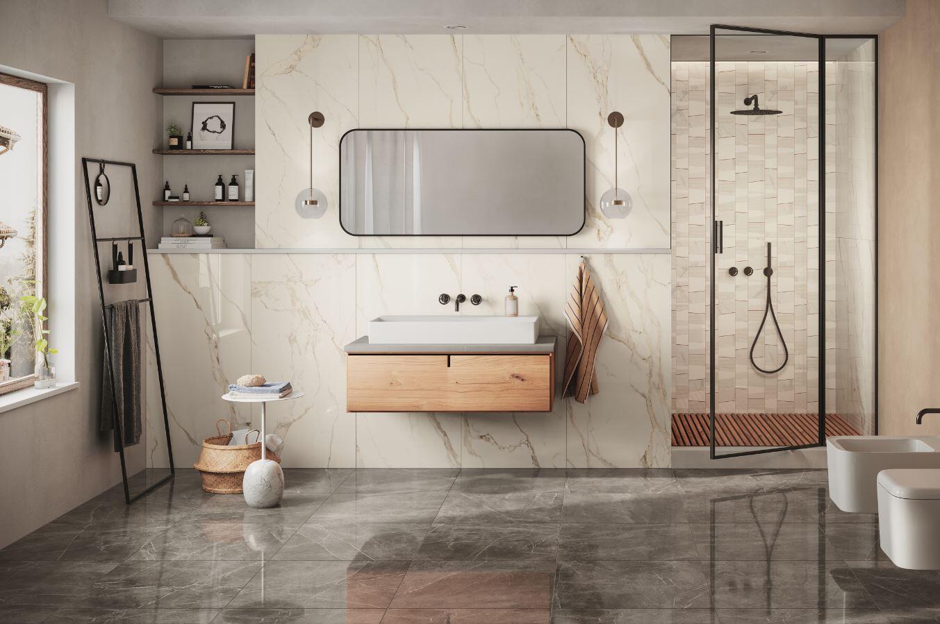 Carrelage sol intérieur effet marbre l.60x L.120cm - Marble Vision Calacata - 2