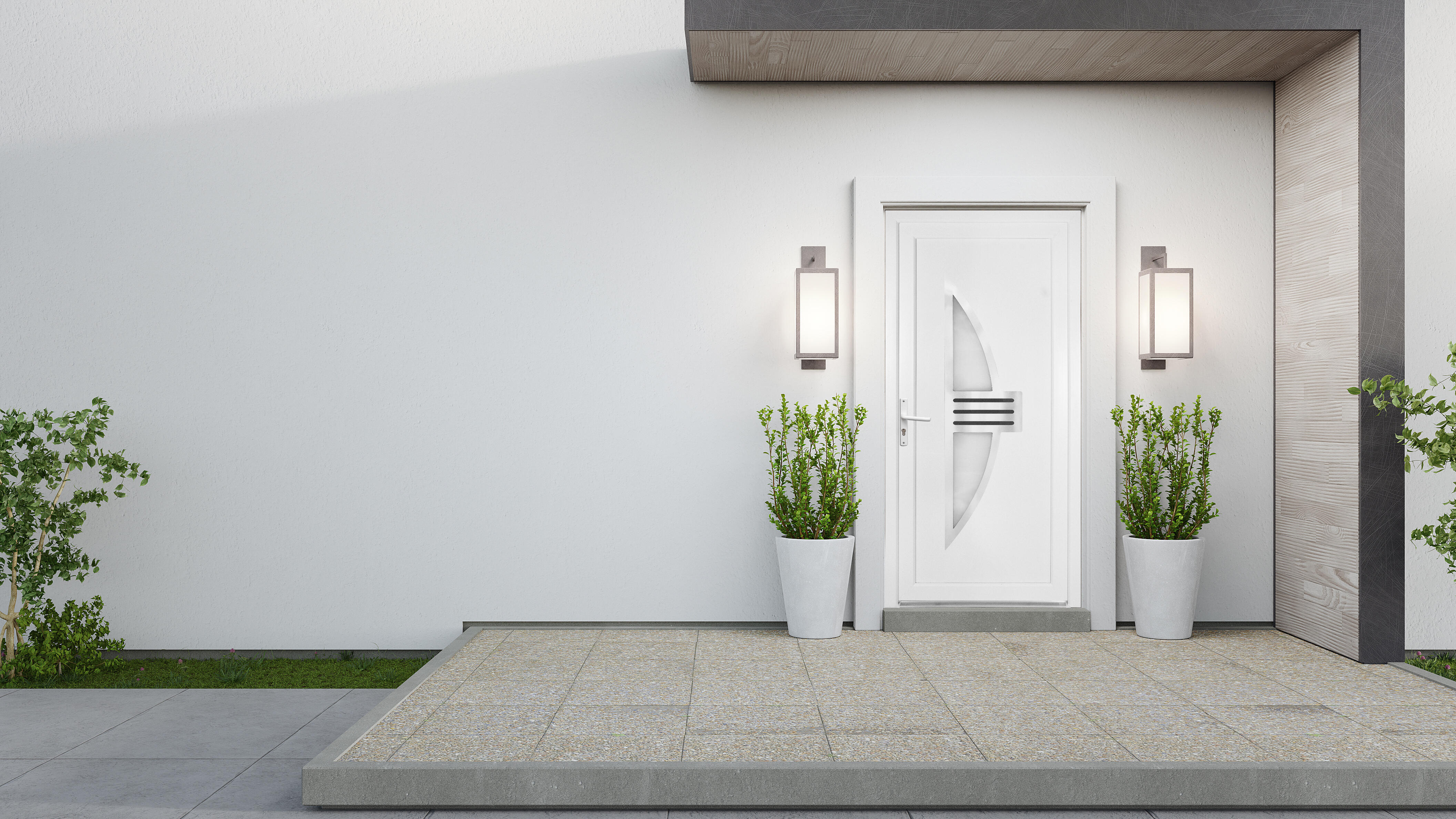 Porte d'entrée PVC blanc poussant droit H.215 x l.90 cm Neptune - 3