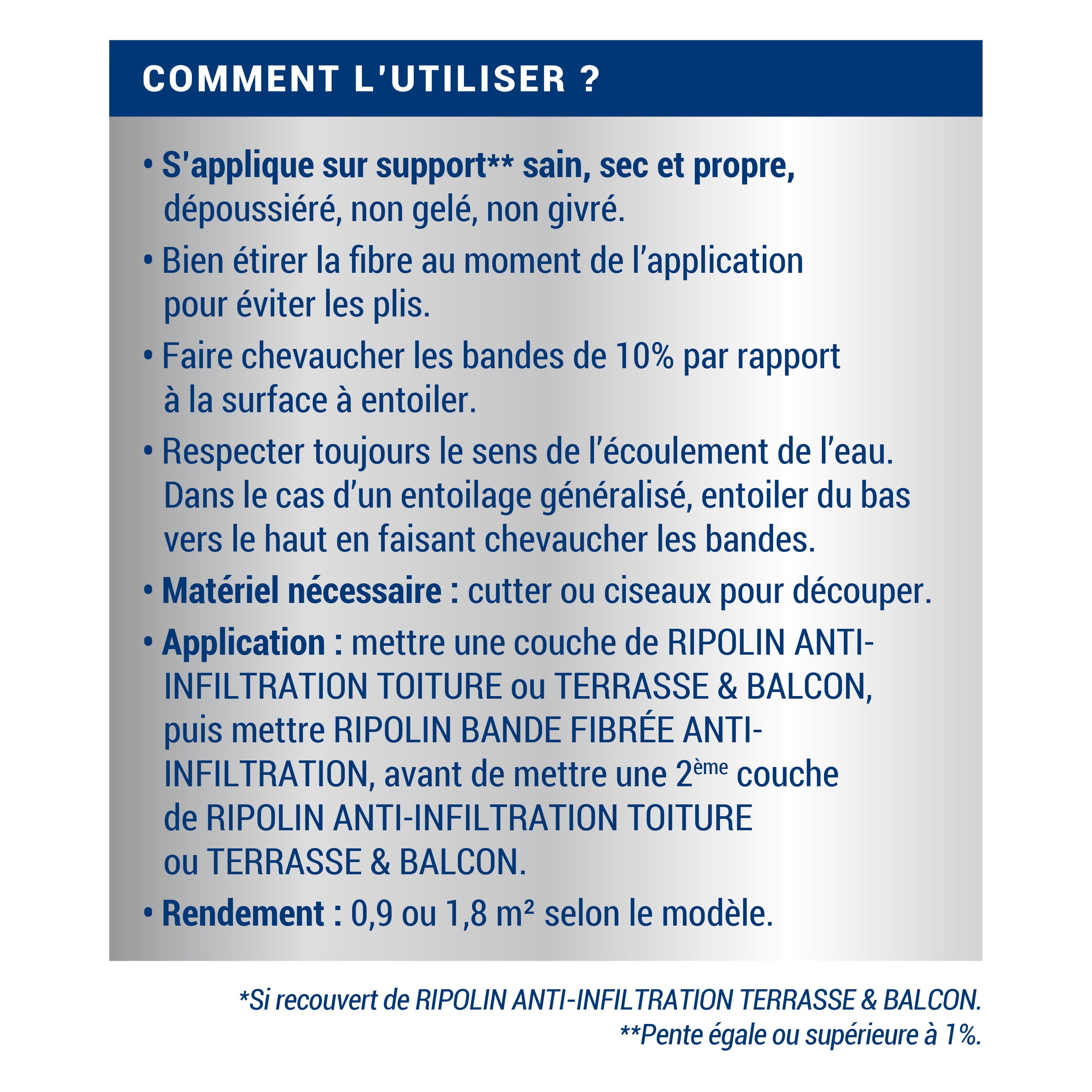 Bande fibrée anti-infiltration Long.10 m x Larg.9 cm - RIPOLIN - 3