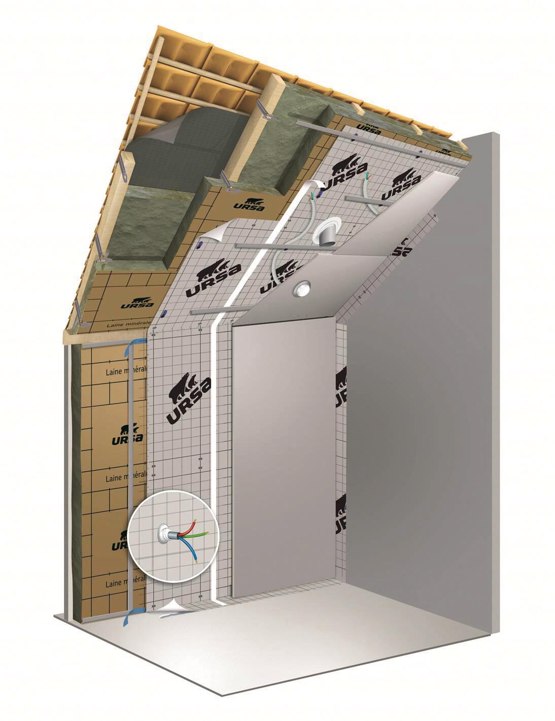 Rouleau de laine de verre Kraft TH35 R = 6,25 Long.3 m Ep.220 mm - URSA - 2