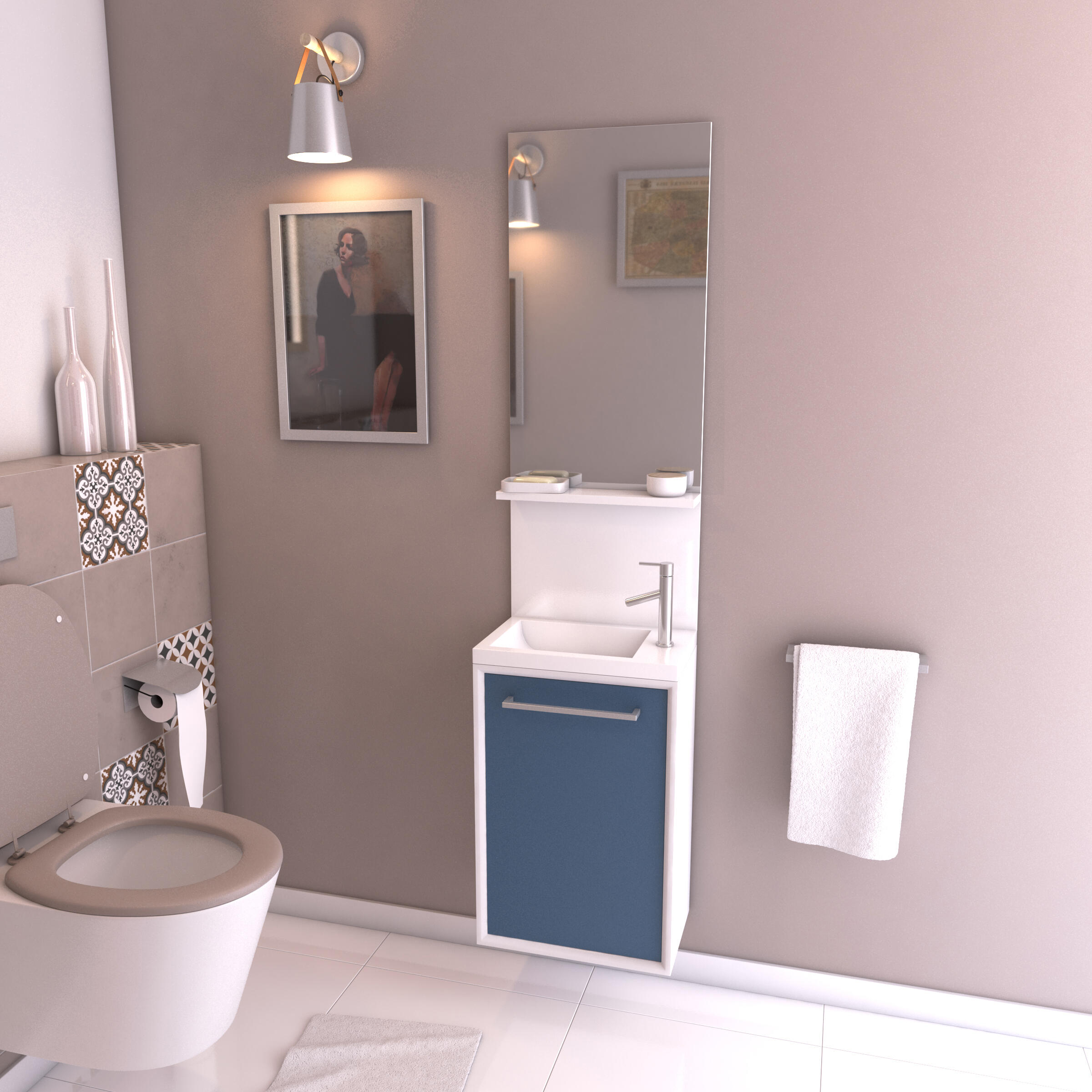 Caisson lave-mains L.40 cm bleu mat Tiny 2 - 2