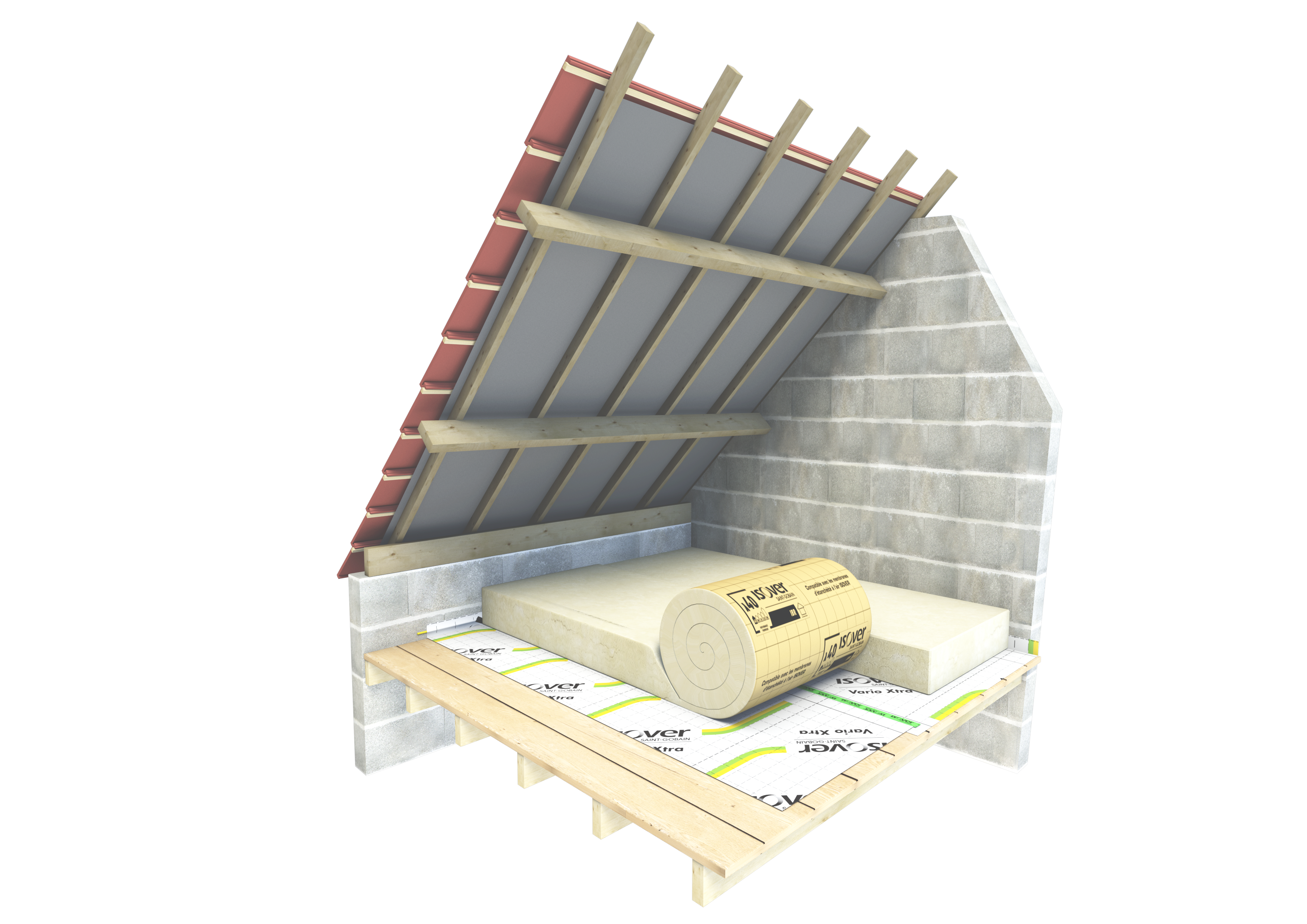 Rouleau laine de verre Kraft TH40 R = 10 L.200 x l.120 cm Ep.400 mm - ISOVER - 3