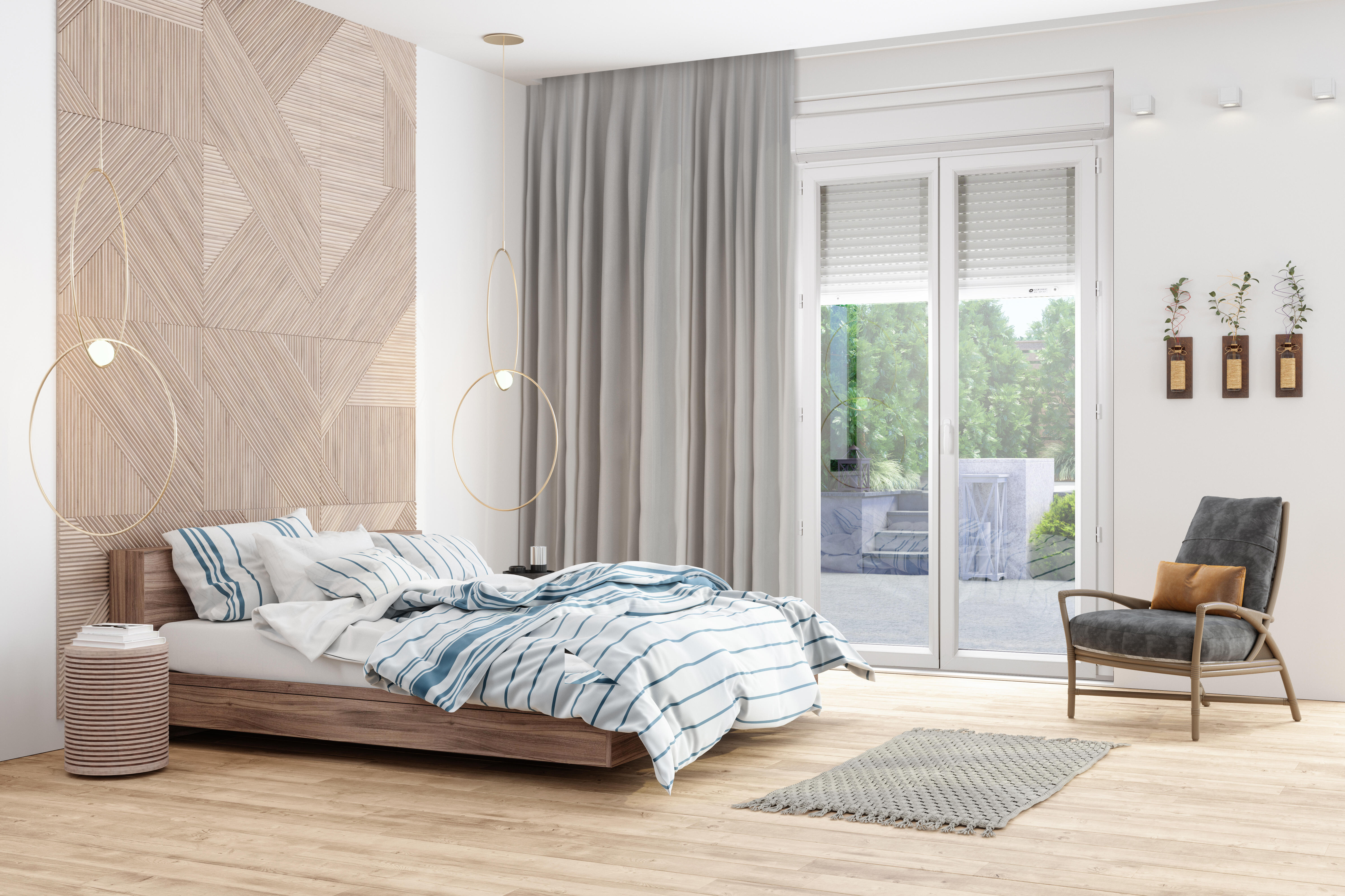 Porte-fenêtre PVC 2 vantaux avec volet roulant intégré monobloc H.215 x l.120 cm - GROSFILLEX - 3