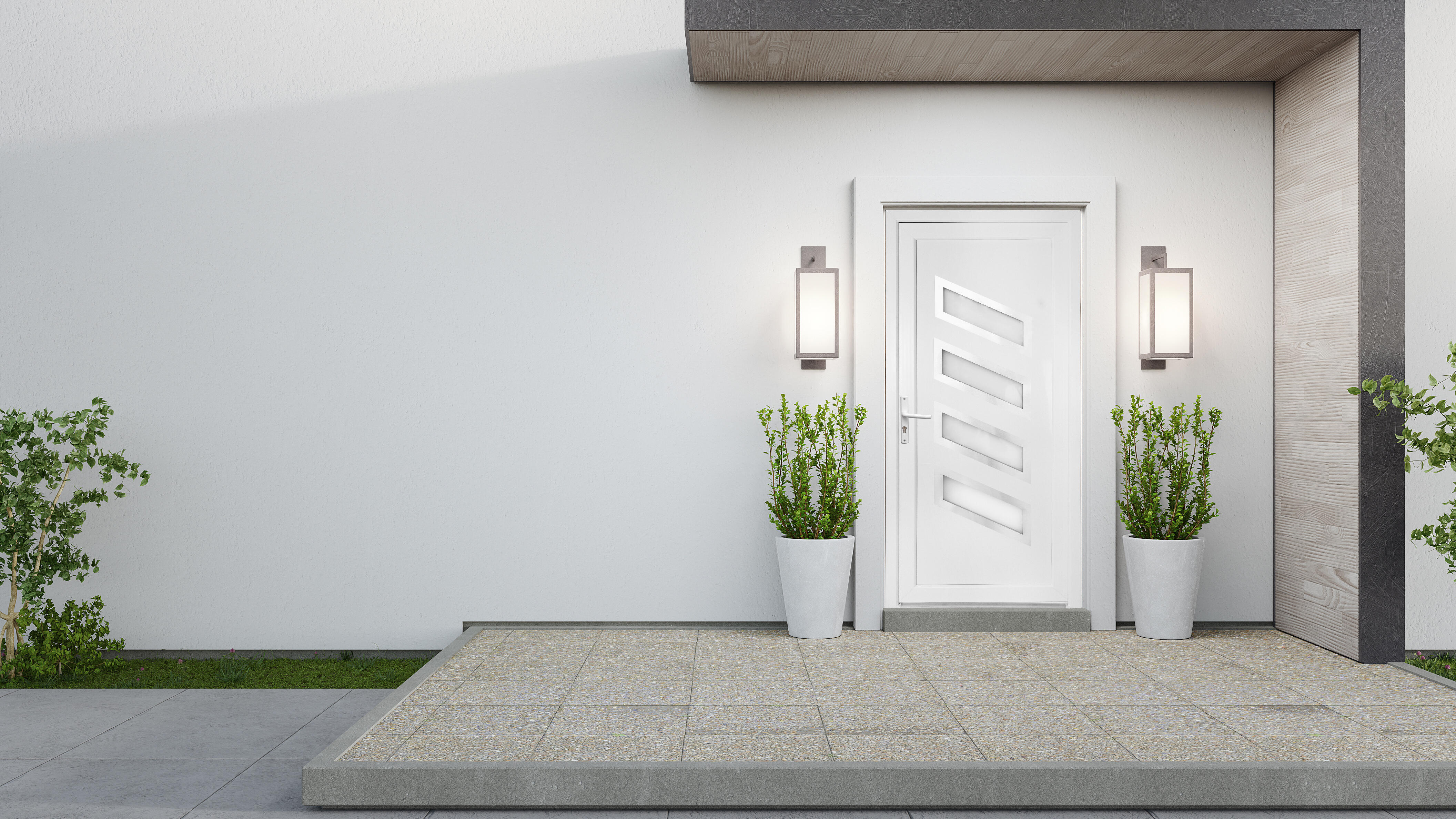 Porte d'entrée PVC blanc poussant droit H.215 x l.90 cm Saturne - 3