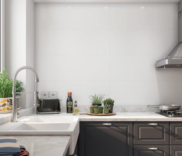 Carrelage mural uni l.30 x L.90 cm Blanc brillant