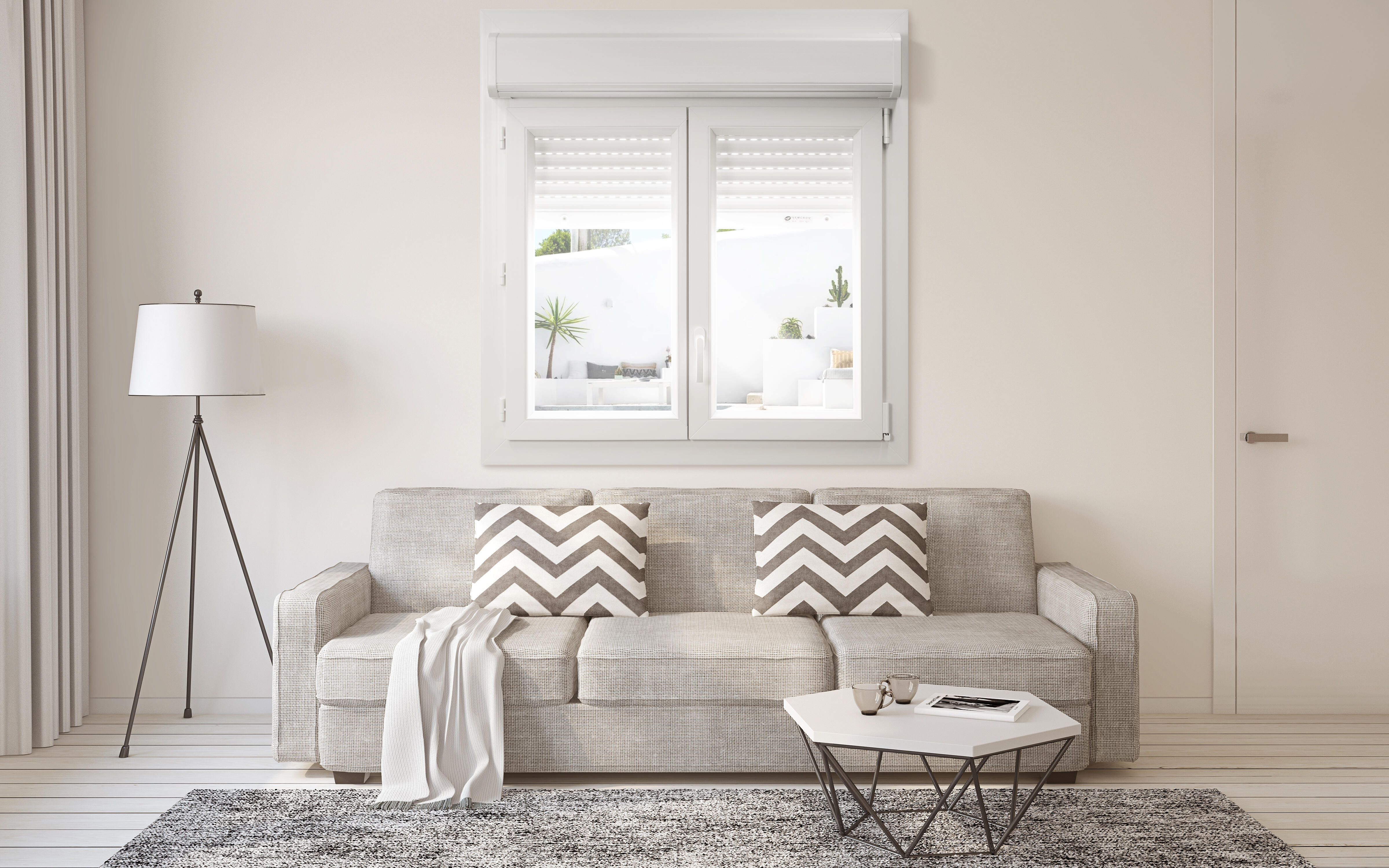 Fenêtre PVC 2 vantaux avec volet roulant intégré monobloc H.125 x l.100 cm - GROSFILLEX - 3