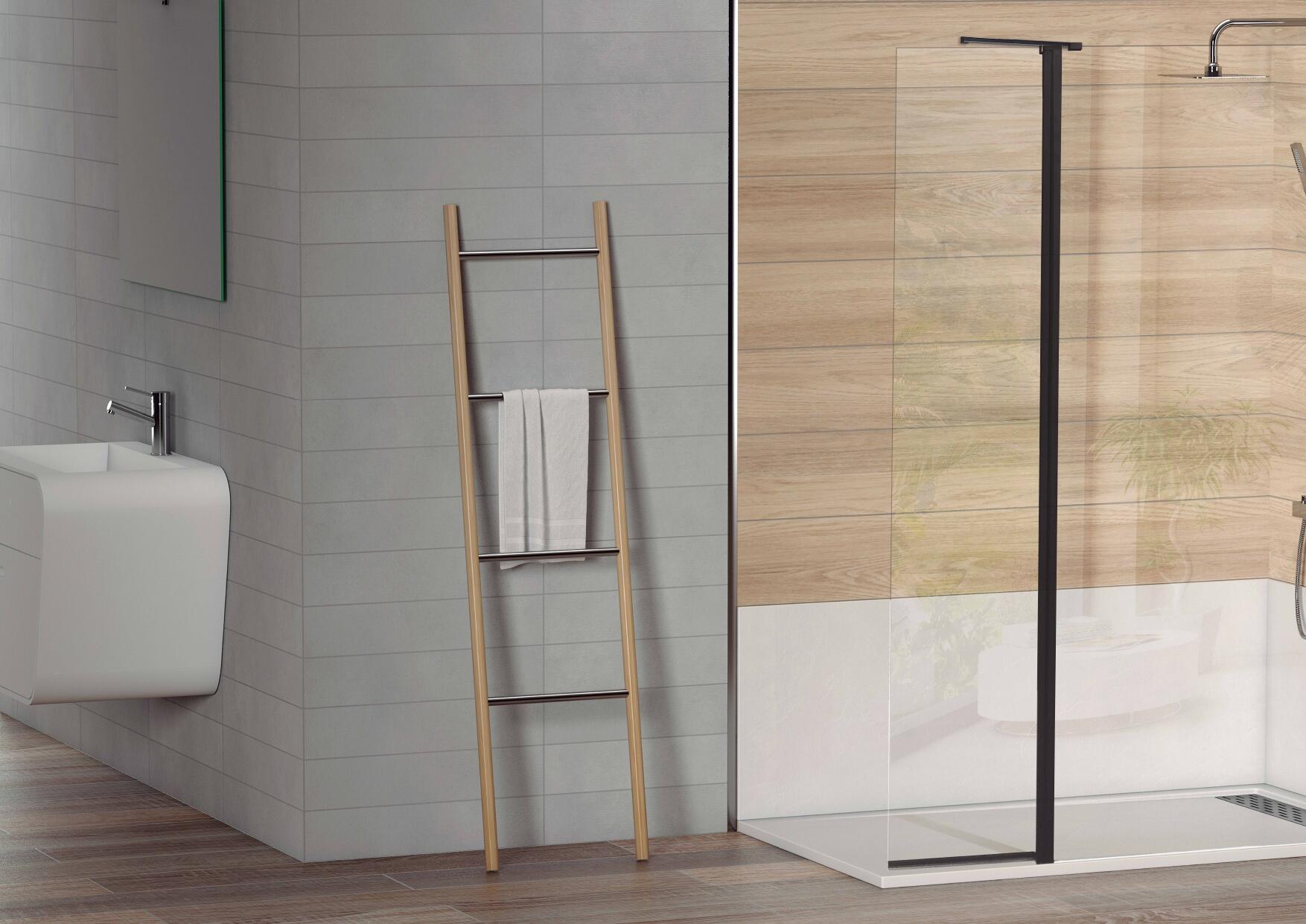 Paroi de douche fixe à l'italienne noire L.120 x H.200 cm verre trempé transparent Ep.8 mm - Antibes - 3