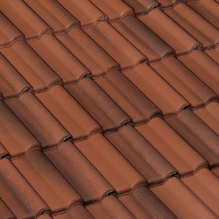Tuile Double Romane béton rouge vieilli - BMI - 2