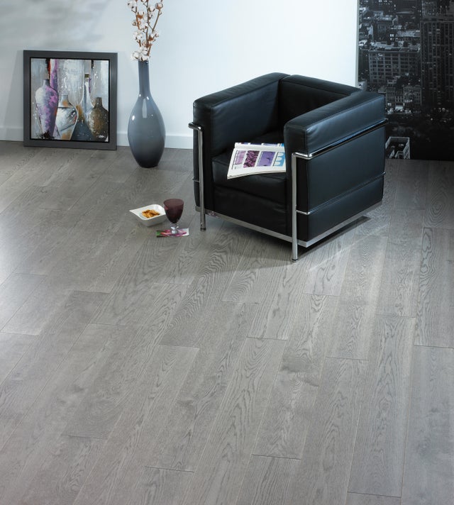 Parquet contrecollé monolame chêne gris L.1190 x l.140 x Ep.10 mm