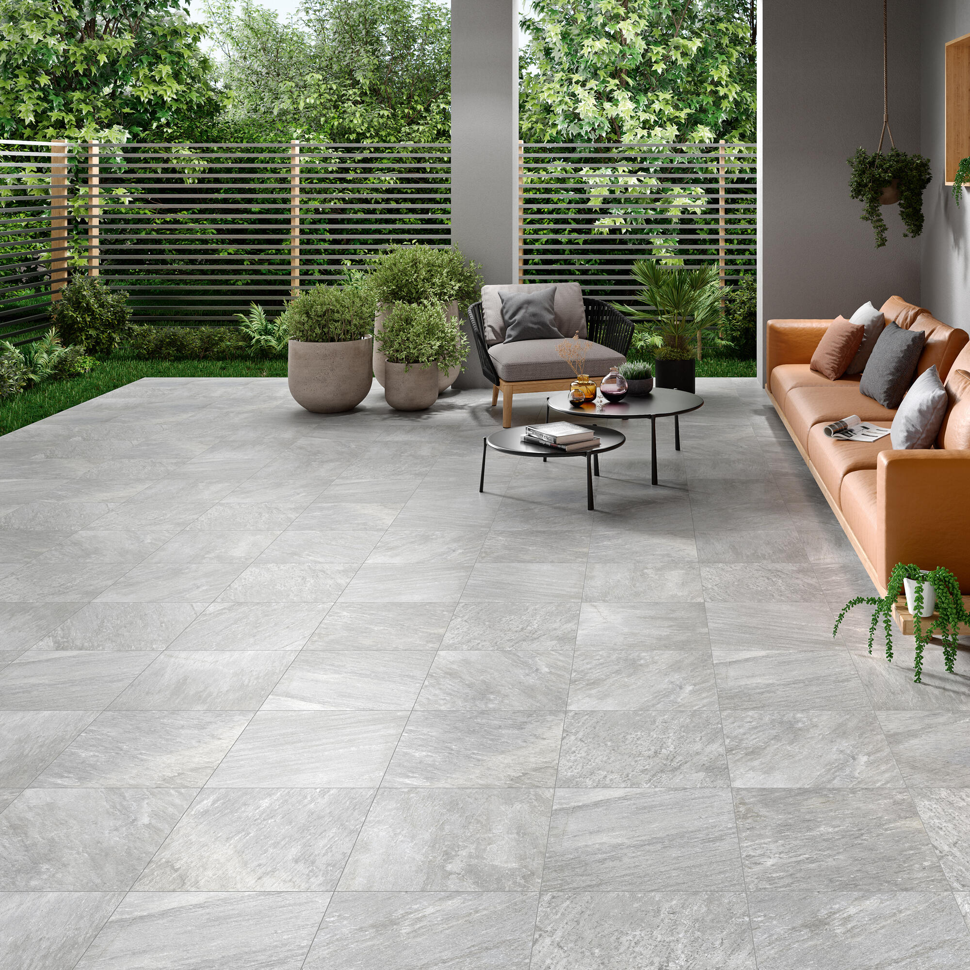 Carrelage sol extérieur effet pierre l.45 x L.45 cm - Focus Grey - 3