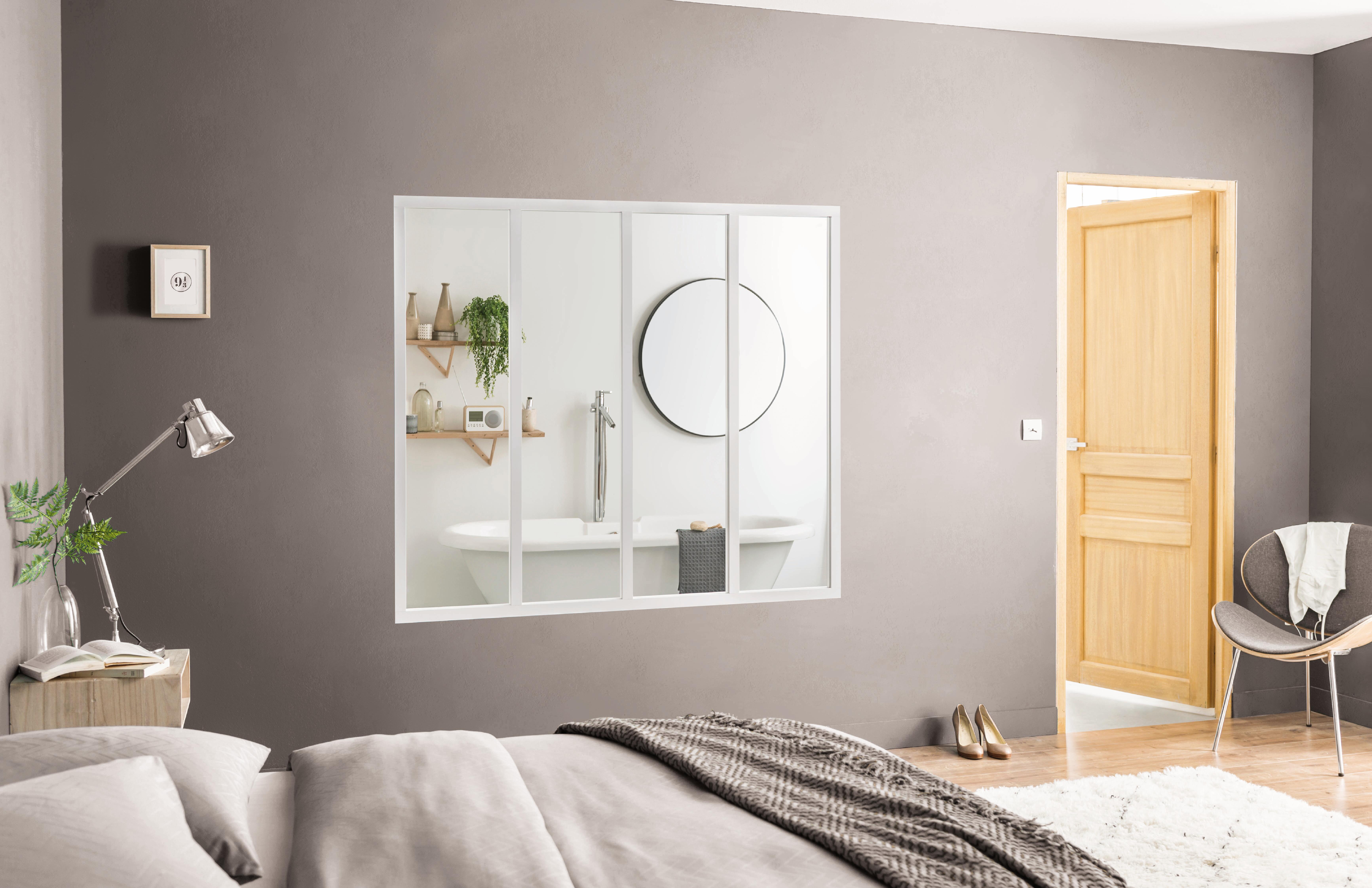 Verrière atelier aluminium fixe, 4 vitrages inclus H.108 x l.123,20 cm blanc sablé - 5