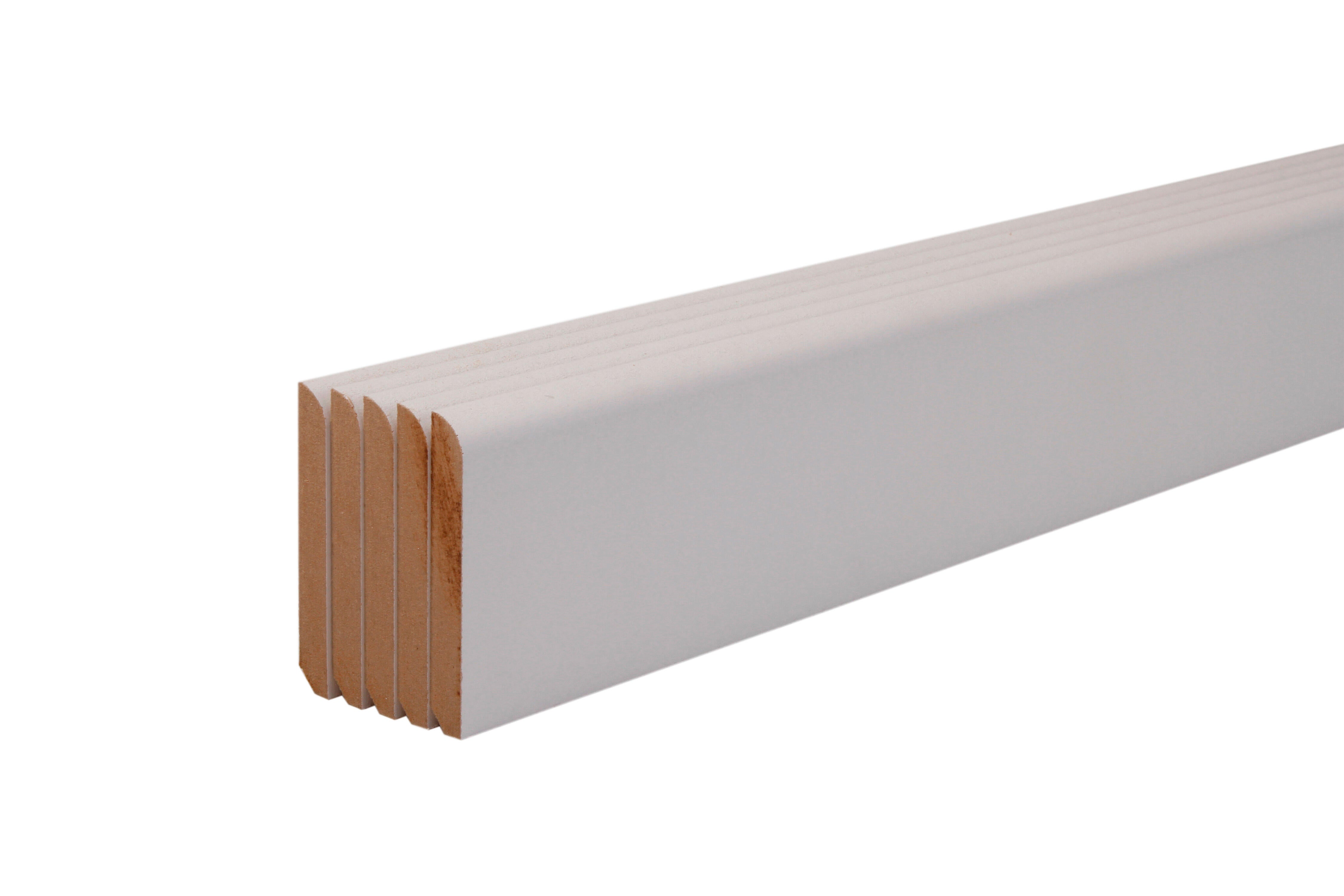 5 plinthes MDF blanc H.9,80 x Ep.0,9 cm Long.2m Prépeint - 2