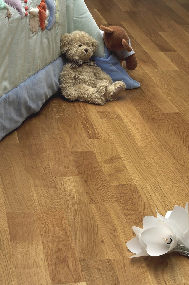 Parquet bois contrecollé à clipser Chêne blond 3 frises Larg.21 cm