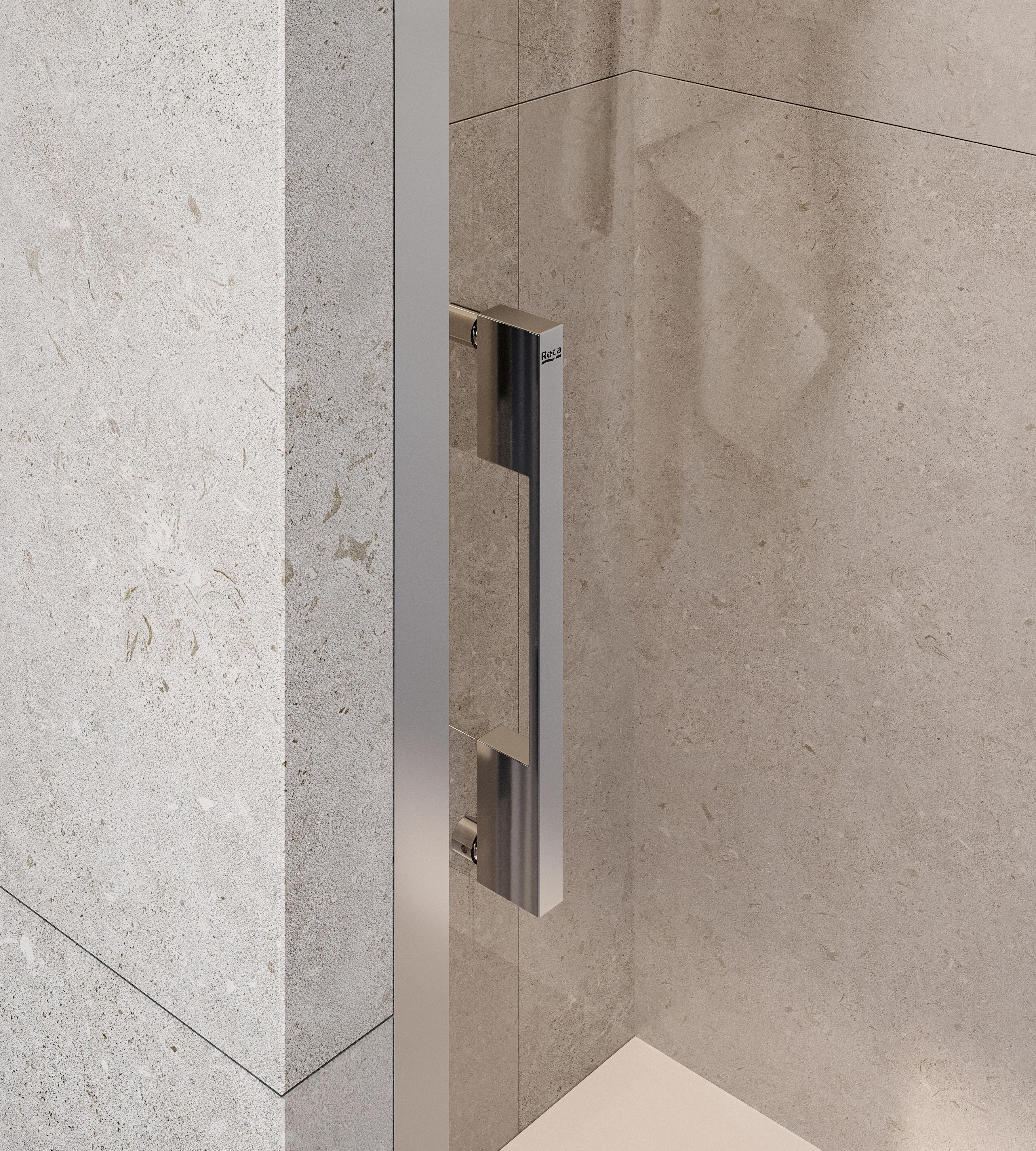 Mampara de ducha frontal 1 fijo + 1 puerta corredera transparente Apolo perfil aluminio cromo (162.1-172)x200 cm cristal 6mm cierre magnético sin guía inferior Roca - 7