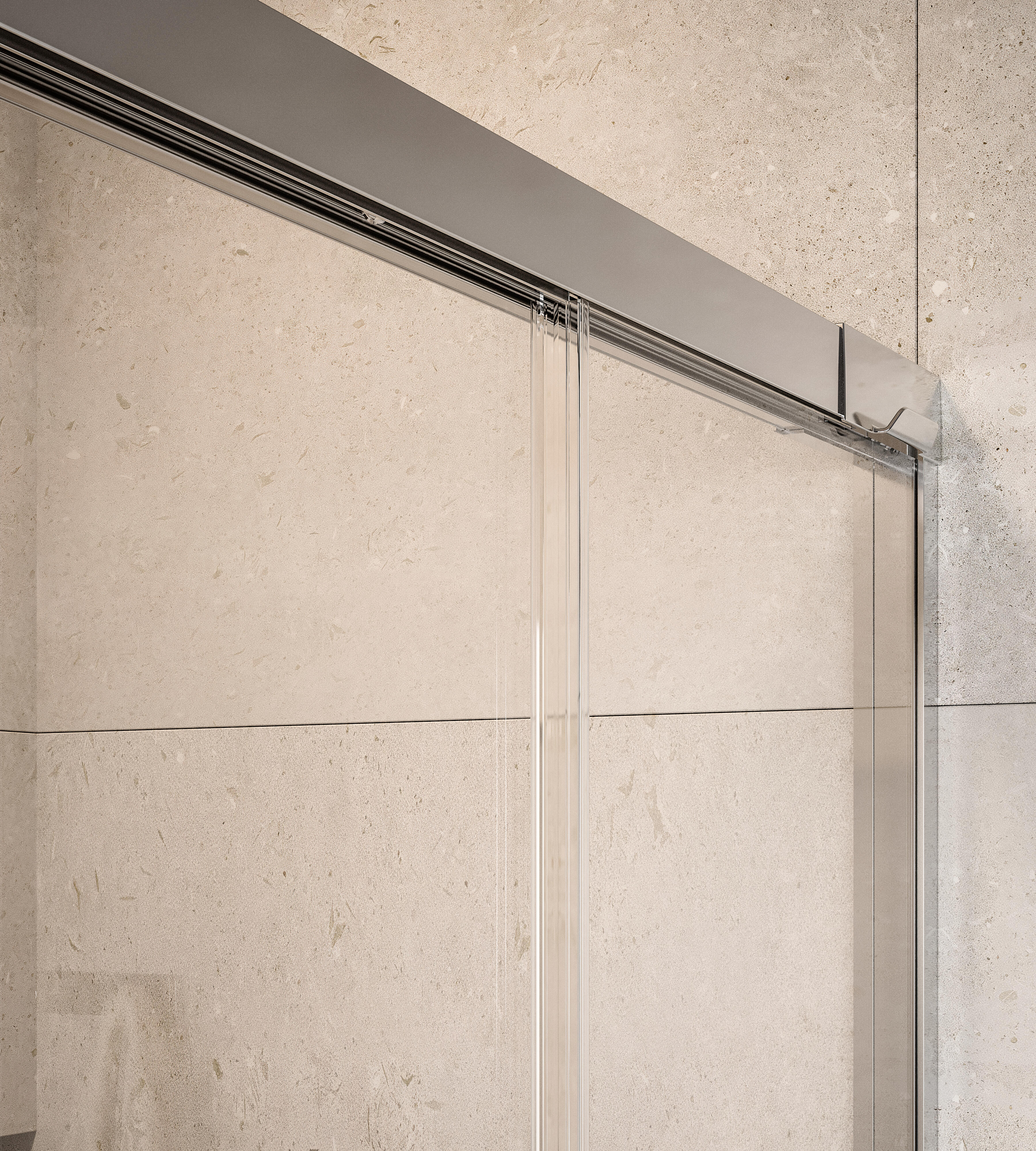 Mampara de ducha frontal 1 fijo + 1 puerta corredera transparente Apolo perfil aluminio cromo (162.1-172)x200 cm cristal 6mm cierre magnético sin guía inferior Roca - 6