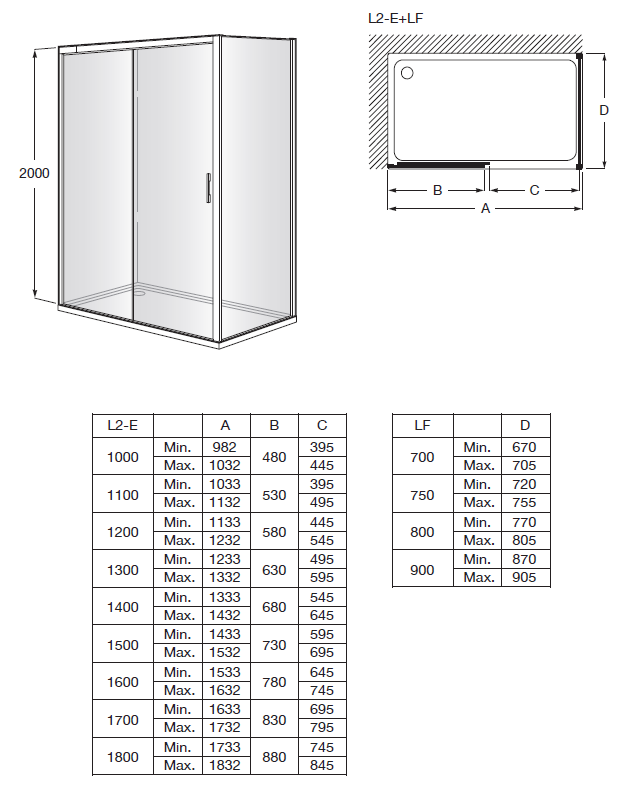 Panel lateral fijo para mampara de ducha frontal transparente Apolo perfil aluminio cromo 70x200 cm cristal templado de seguridad 6mm espesor Antical Roca - 6