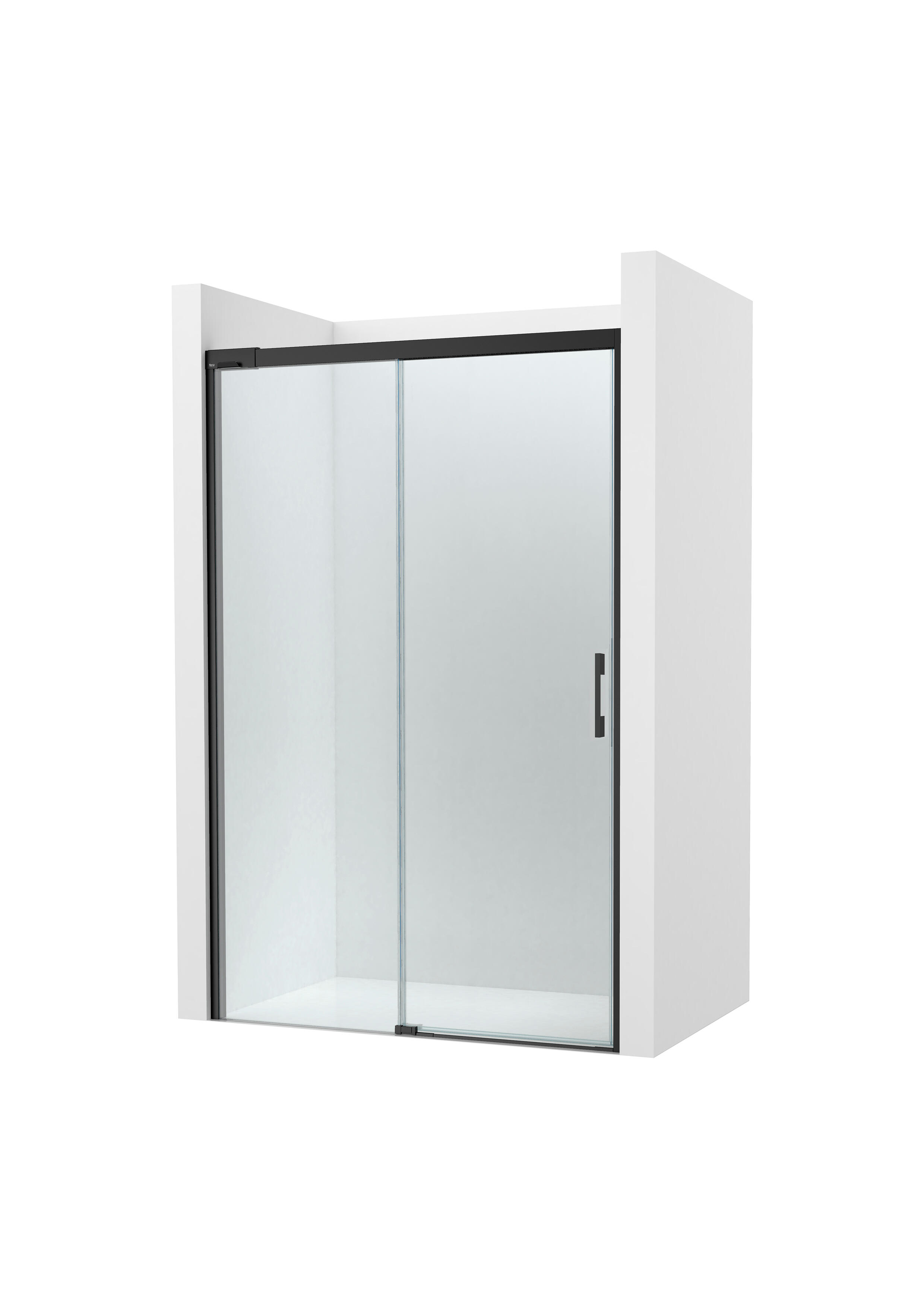 Mampara de ducha frontal 1 fijo + 1 puerta corredera transparente Apolo perfil aluminio negro (172.1-182)x200 cm cristal 6mm cierre magnético sin guía inferior marca Roca - 5