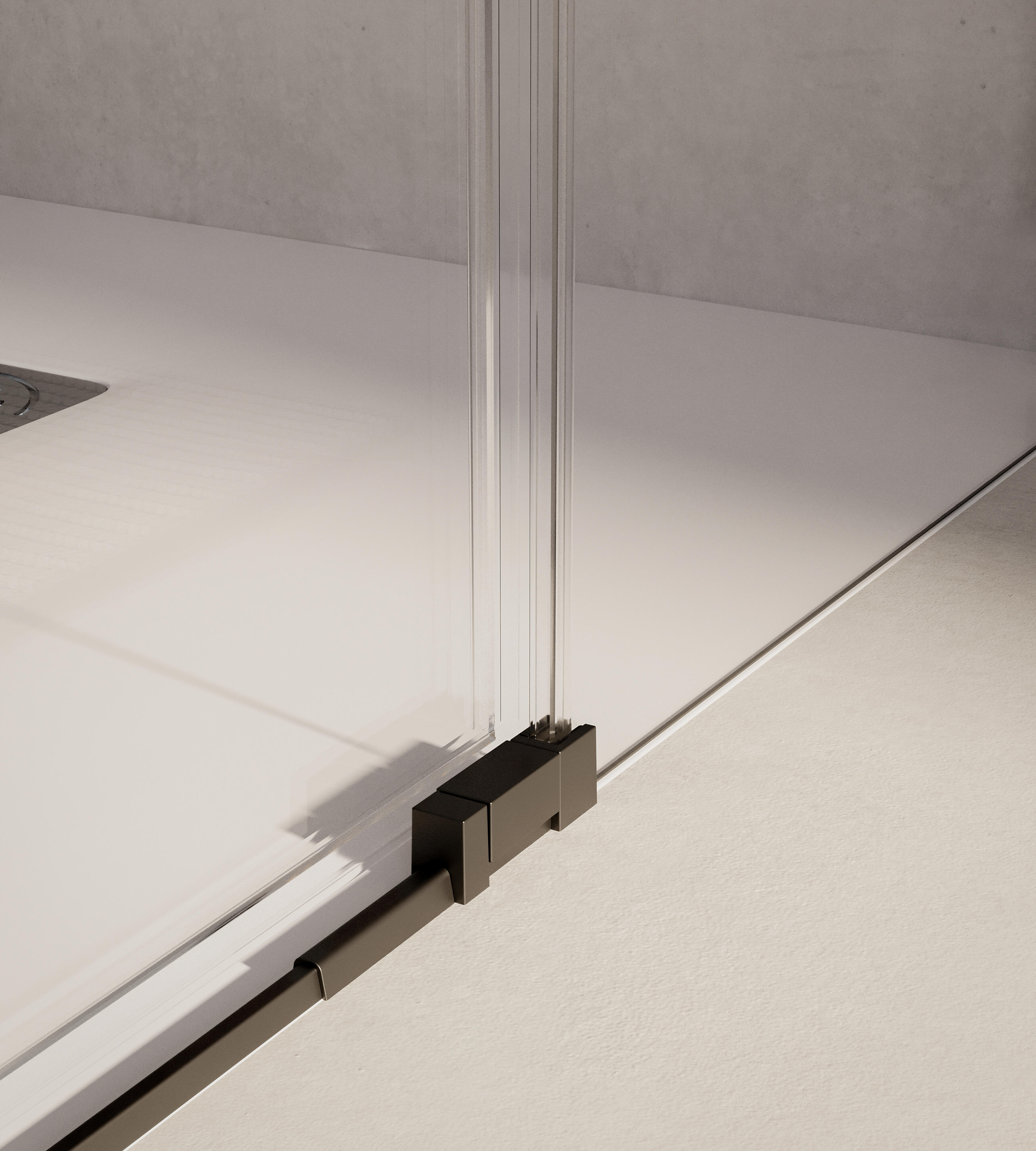 Mampara de ducha frontal 1 fijo + 1 puerta corredera transparente Apolo perfil aluminio negro (132.1-142)x200 cm cristal 6mm cierre magnético sin guía inferior marca Roca - 8