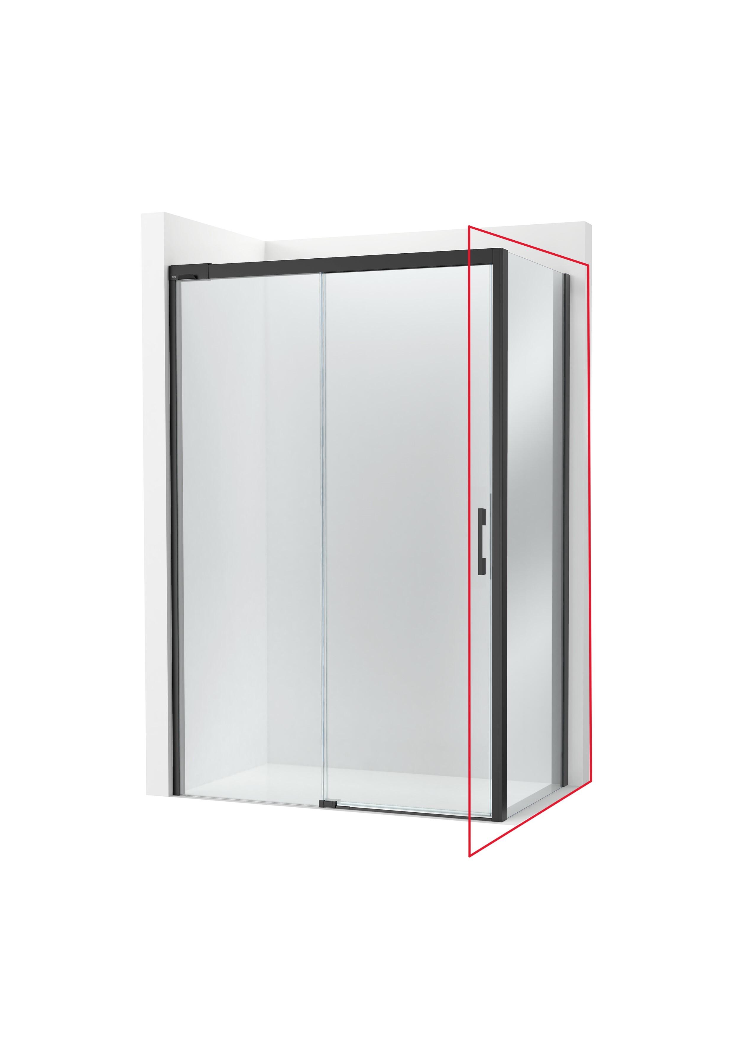 Panel lateral fijo para mampara de ducha frontal transparente Apolo perfil aluminio negro 80x200 cm cristal templado de seguridad 6mm espesor Antical Roca - 2