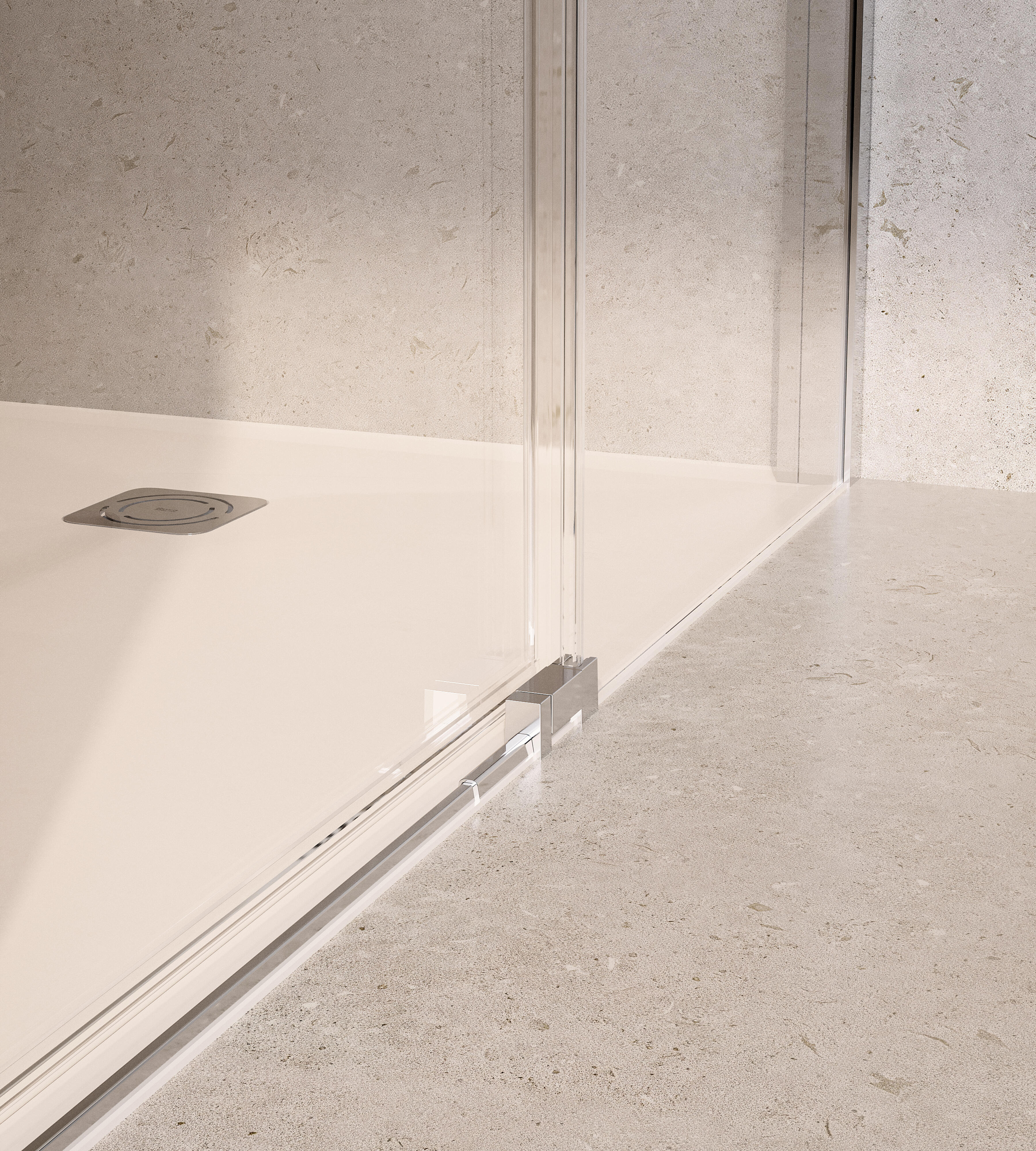 Mampara de ducha frontal 1 fijo + 1 puerta corredera transparente Apolo perfil aluminio cromo (162.1-172)x200 cm cristal 6mm cierre magnético sin guía inferior Roca - 3