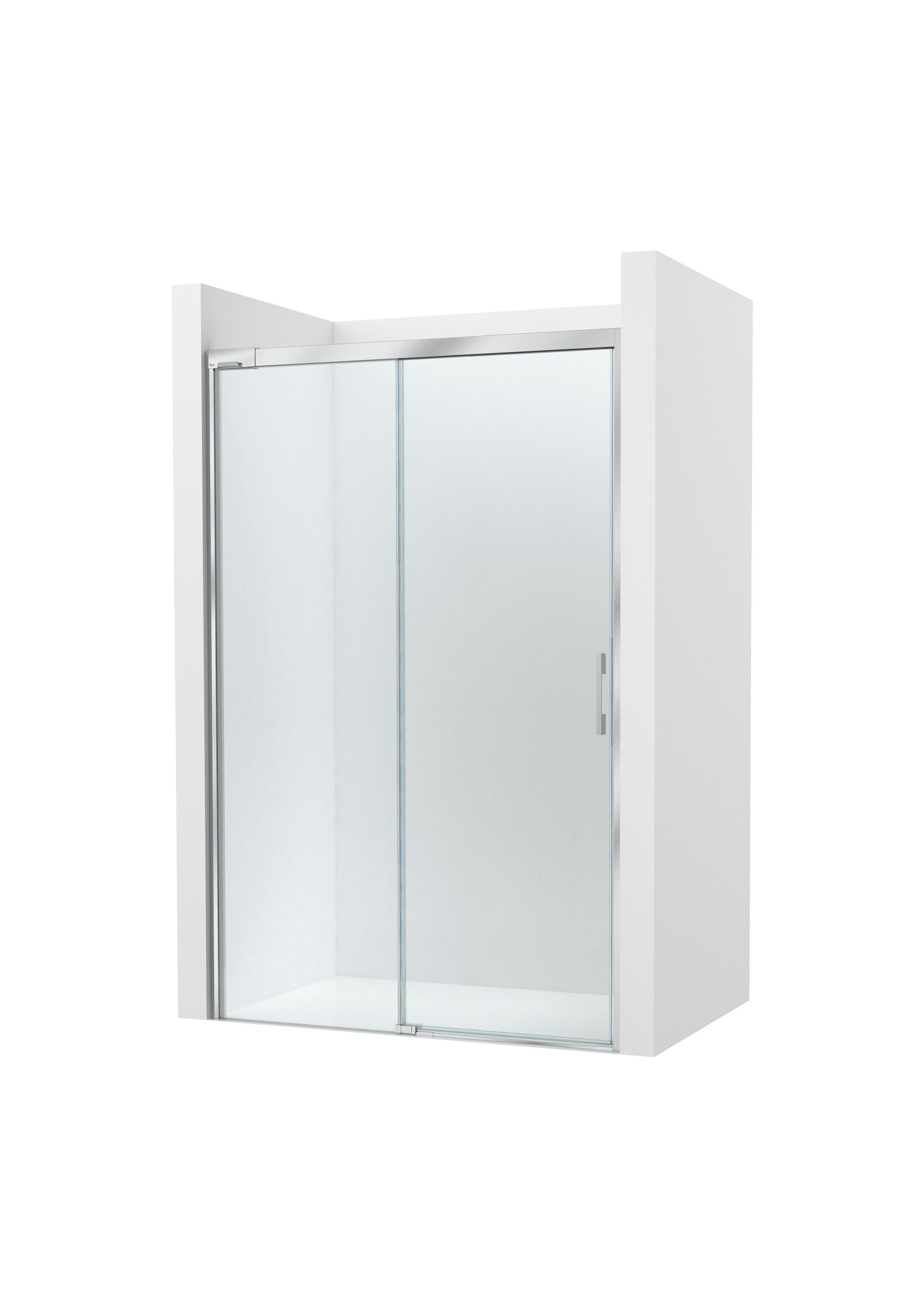 Mampara de ducha frontal 1 fijo + 1 puerta corredera transparente Apolo perfil aluminio cromo (162.1-172)x200 cm cristal 6mm cierre magnético sin guía inferior Roca - 5