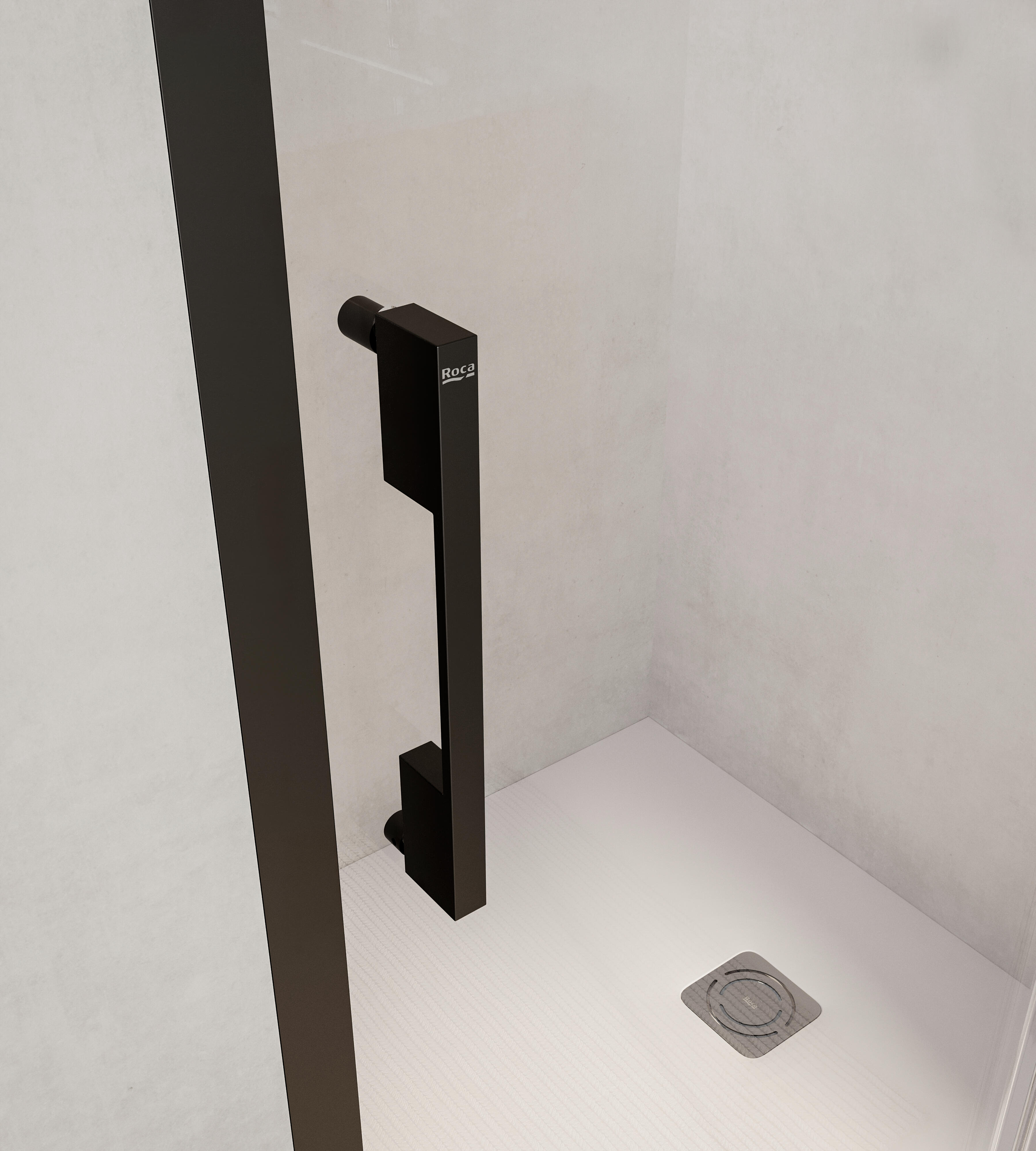 Mampara de ducha frontal 1 fijo + 1 puerta corredera transparente Apolo perfil aluminio negro (132.1-142)x200 cm cristal 6mm cierre magnético sin guía inferior marca Roca - 6