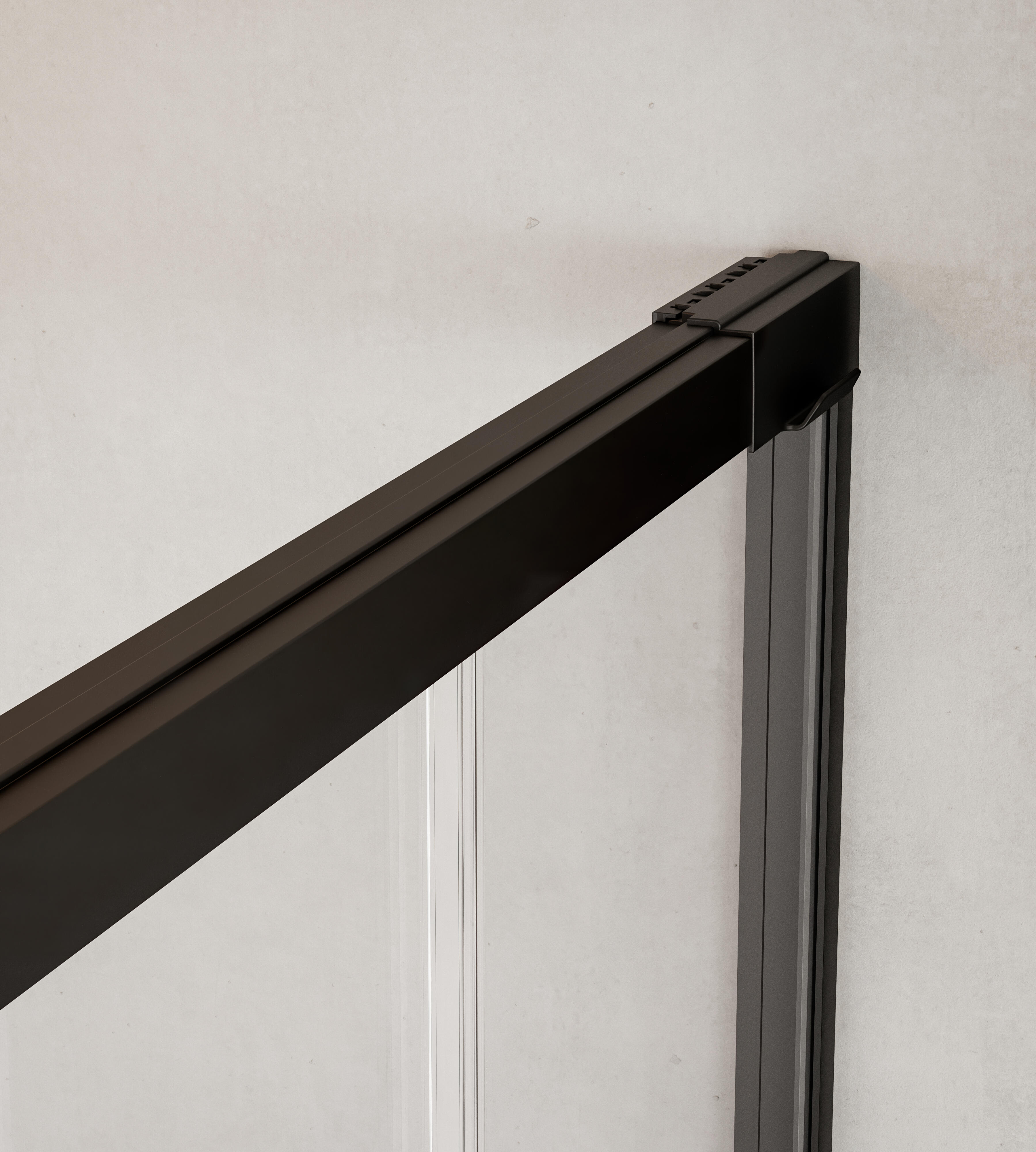 Mampara de ducha frontal 1 fijo + 1 puerta corredera transparente Apolo perfil aluminio negro (132.1-142)x200 cm cristal 6mm cierre magnético sin guía inferior marca Roca - 3