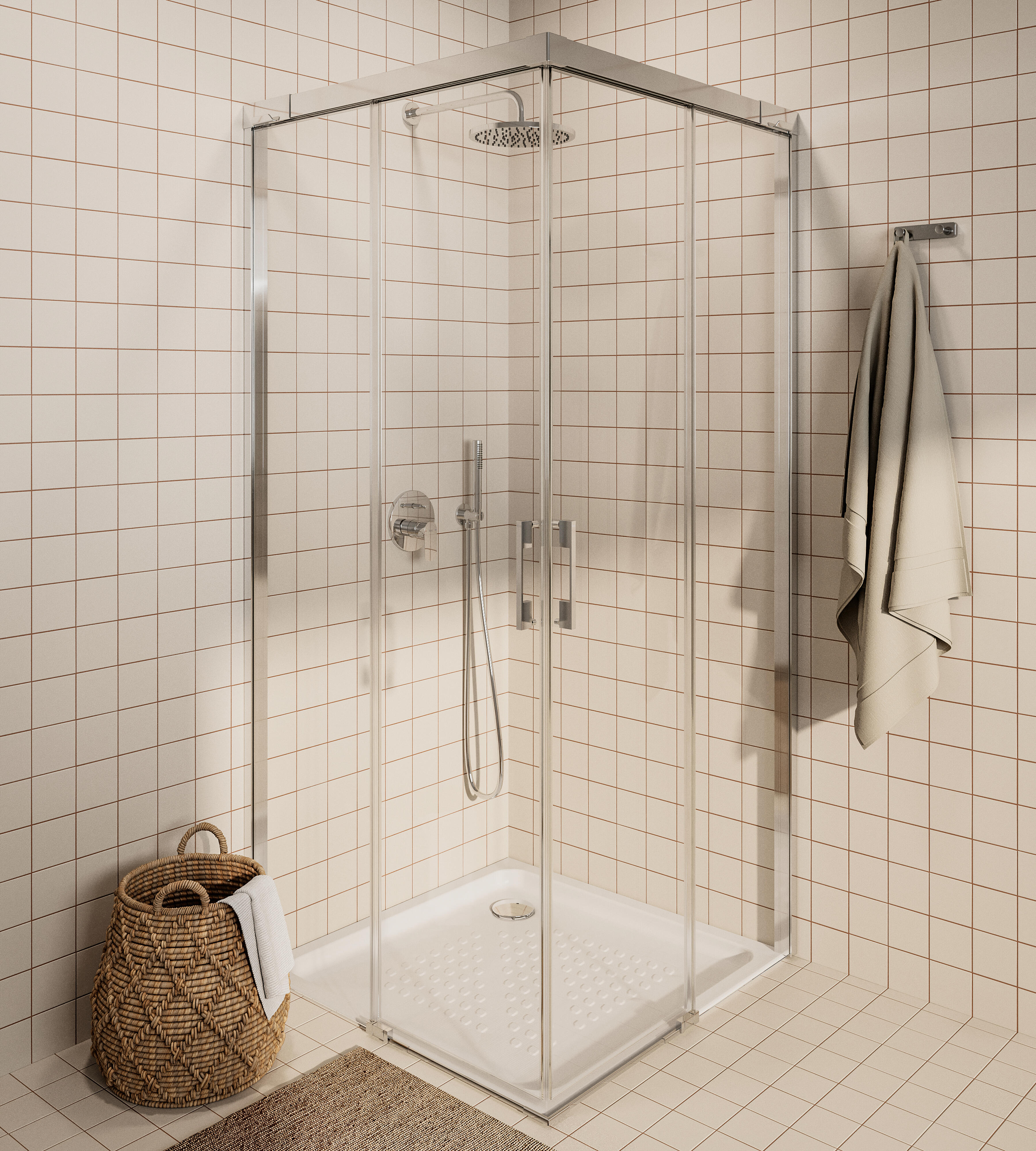 Mampara de ducha transparente apolo perfil cromo (87.1-92)x(87-92)x200 cm 6 mm