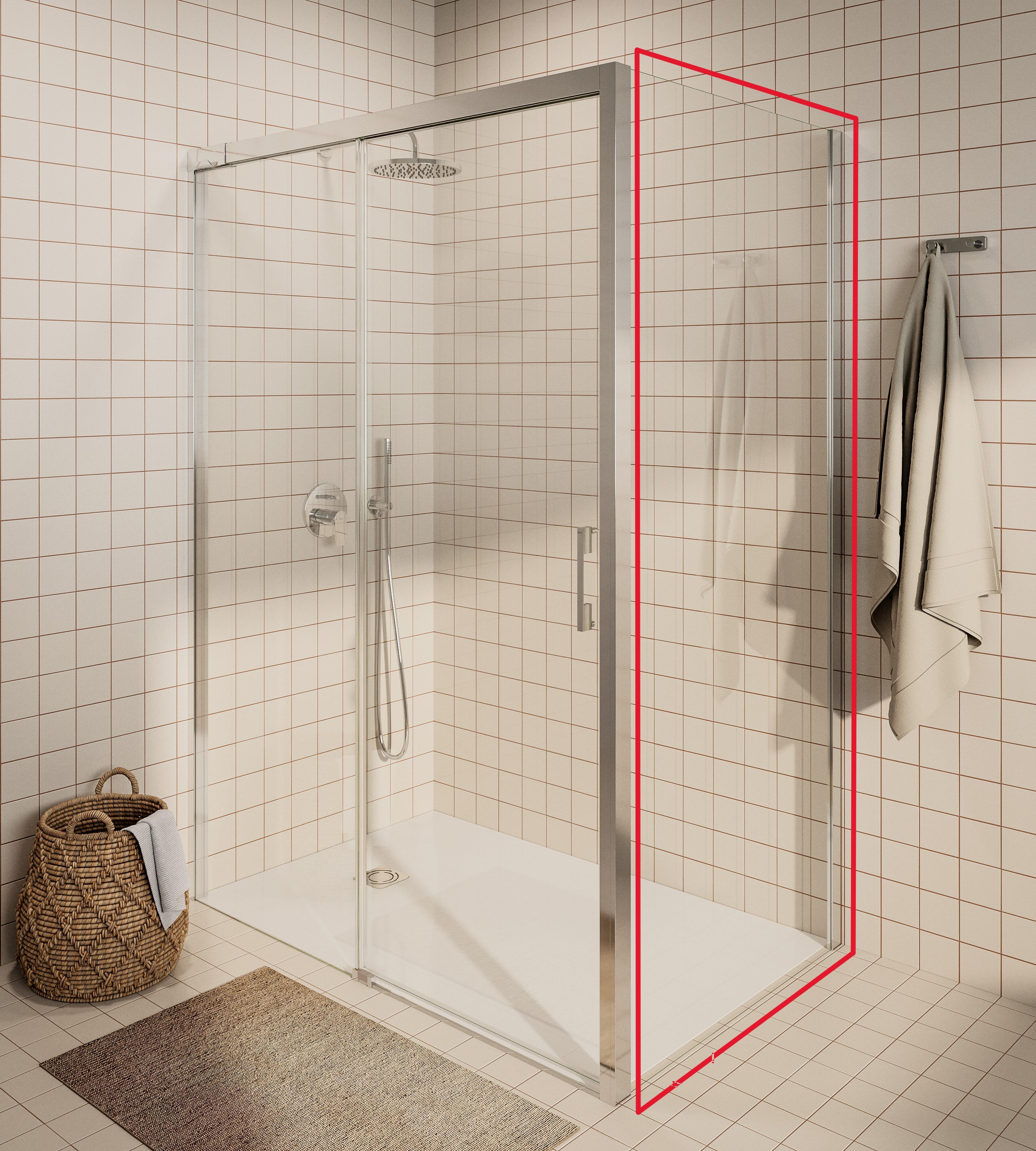 Mampara lateral fijo transparente apolo perfil cromo 90x200 cm 6mm