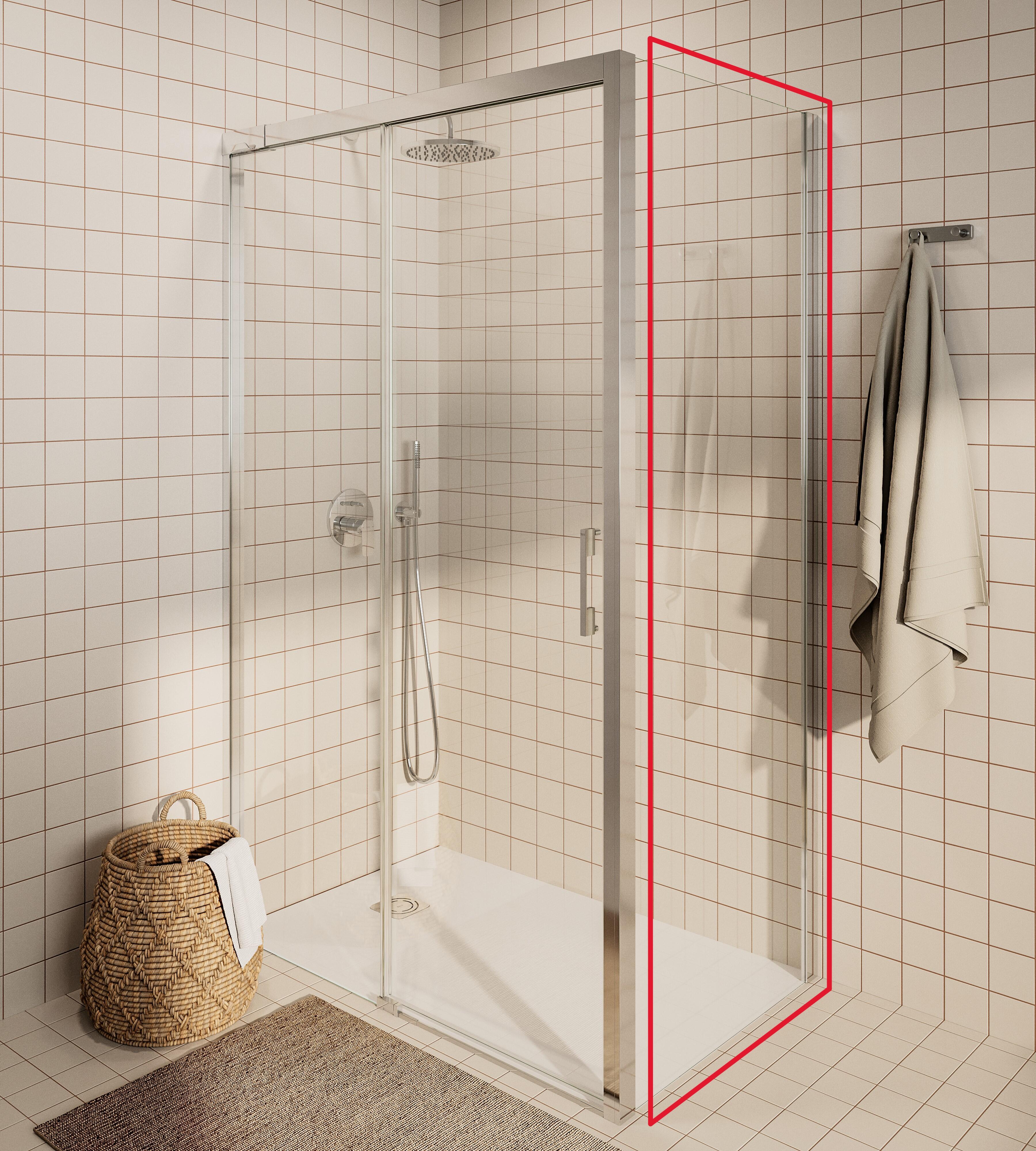 Mampara lateral fijo transparente apolo perfil cromo 75x200 cm 6mm