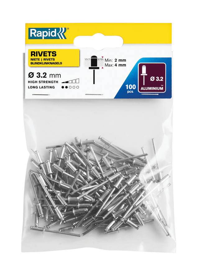 Rivets acier Diam.3.2 x H.8 mm RAPID