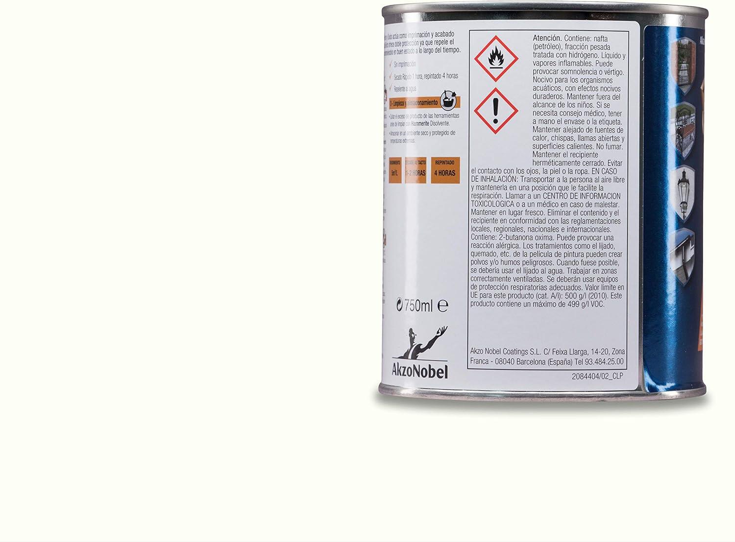 Pintura exterior color blanco para hierro, reja, ventana, persiana HAMMERITE brillante 750ml al disolvente aplicación directa sobre el óxido - 7