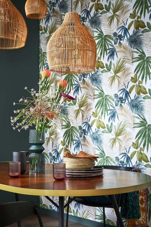 Papier peint intissé Feuille Wild palms vert