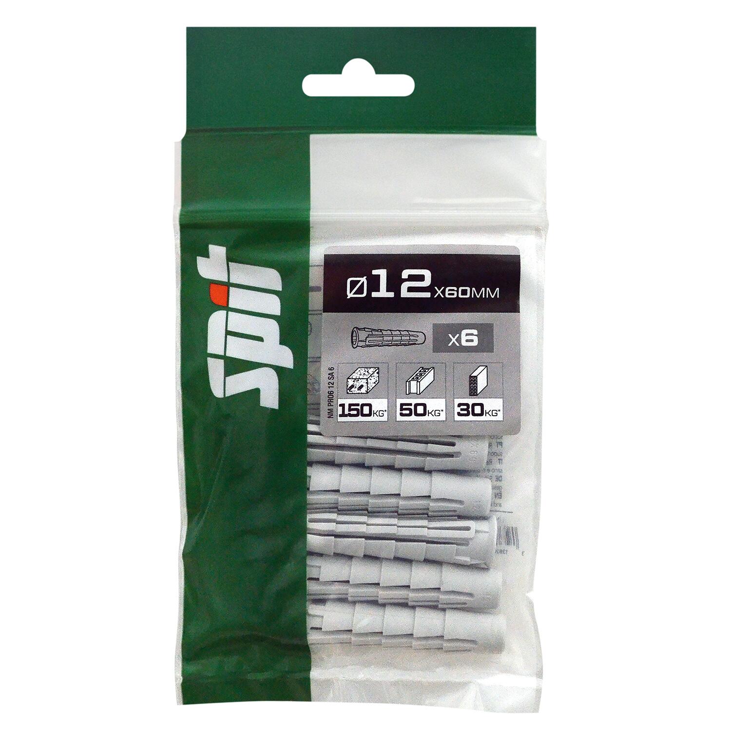 Cheville nylon multi-matériaux Diam.12 mm x 60 mm - SPIT Pro6 (lot de 6) - 2