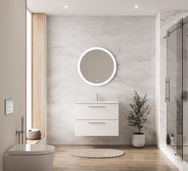 Conjunto de móvel de casa de banho suspenso em kit 80x45x60 cm 2 gavetas branco Cadis