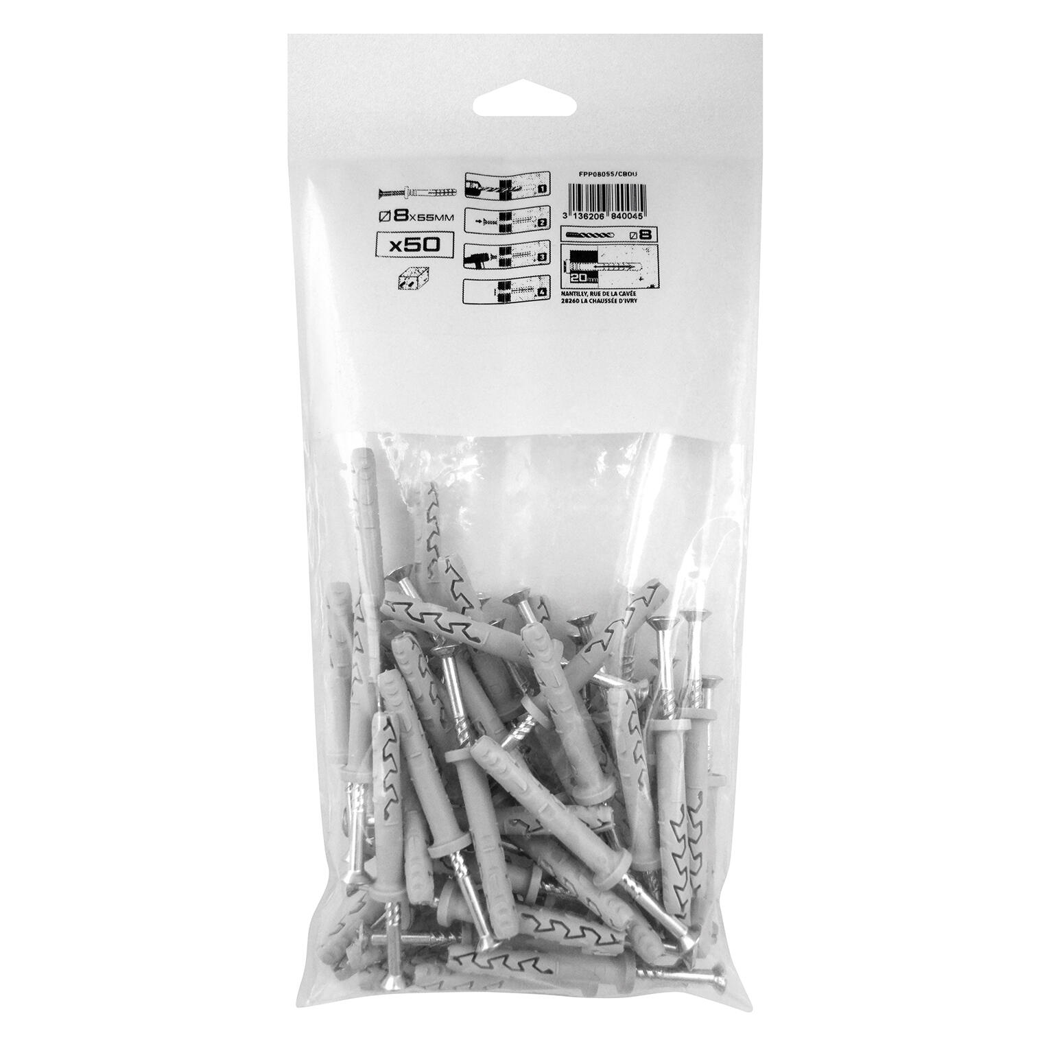 Cheville à frapper pour matériaux pleins Diam.8 mm x 55 mm - SPIT (lot de 50) - 2