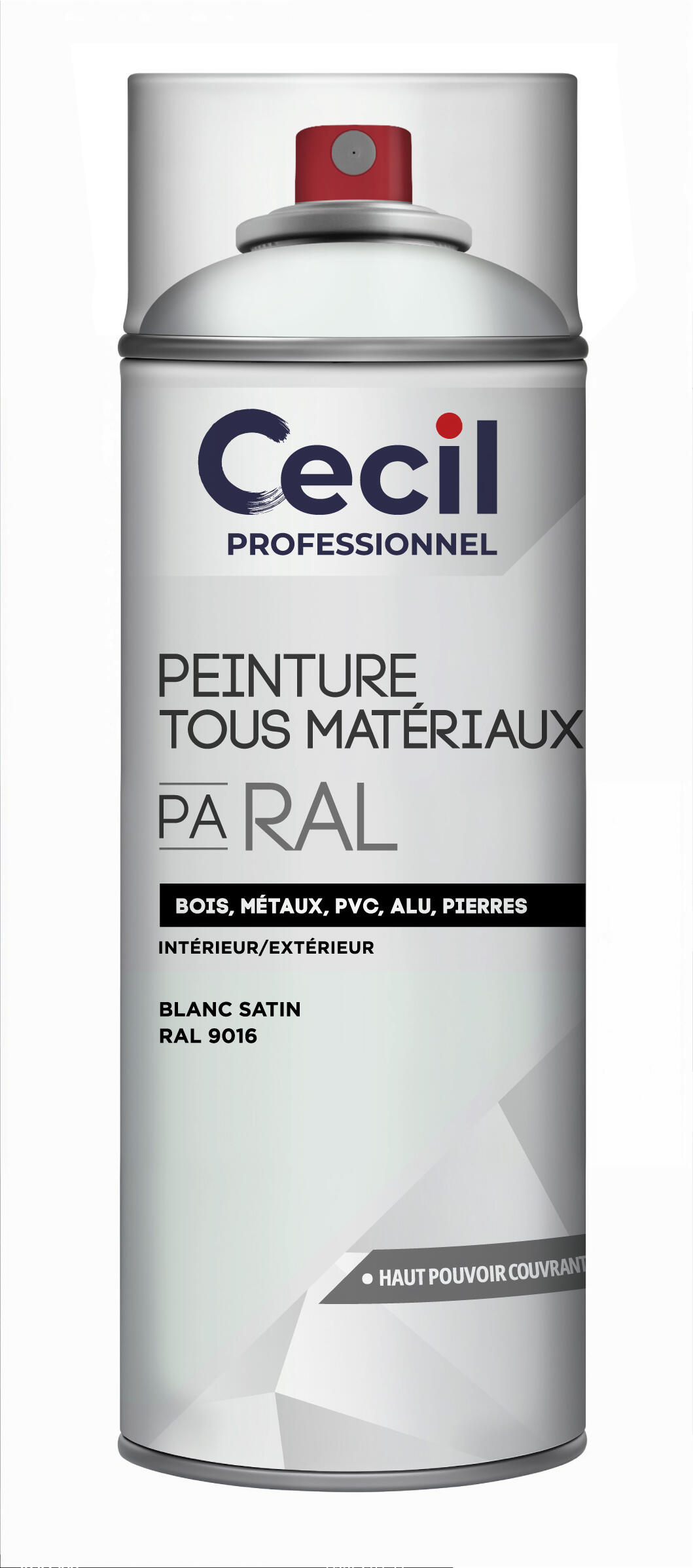 Peinture aérosol tous matériaux int/ext satin blanc RAL9016 400 ml - CECIL PRO - 2