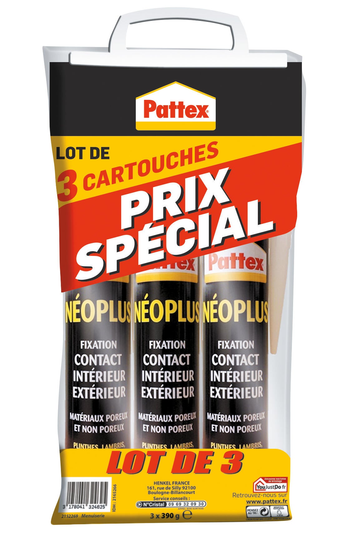 Lot de 3 colles de fixation contact 390 g Néoplus - PATTEX - 2