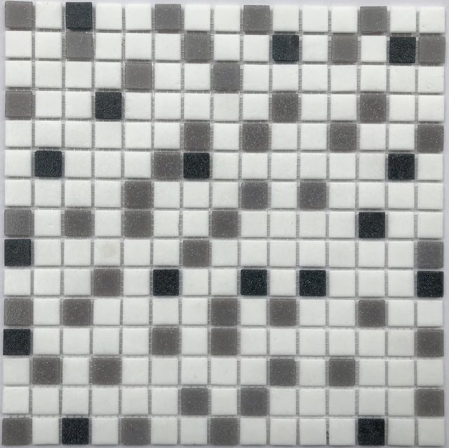 Mosaïque piscine L.32,70 x l.32,70 cm - Pool Mix noir gris et blanc (lot de 20)