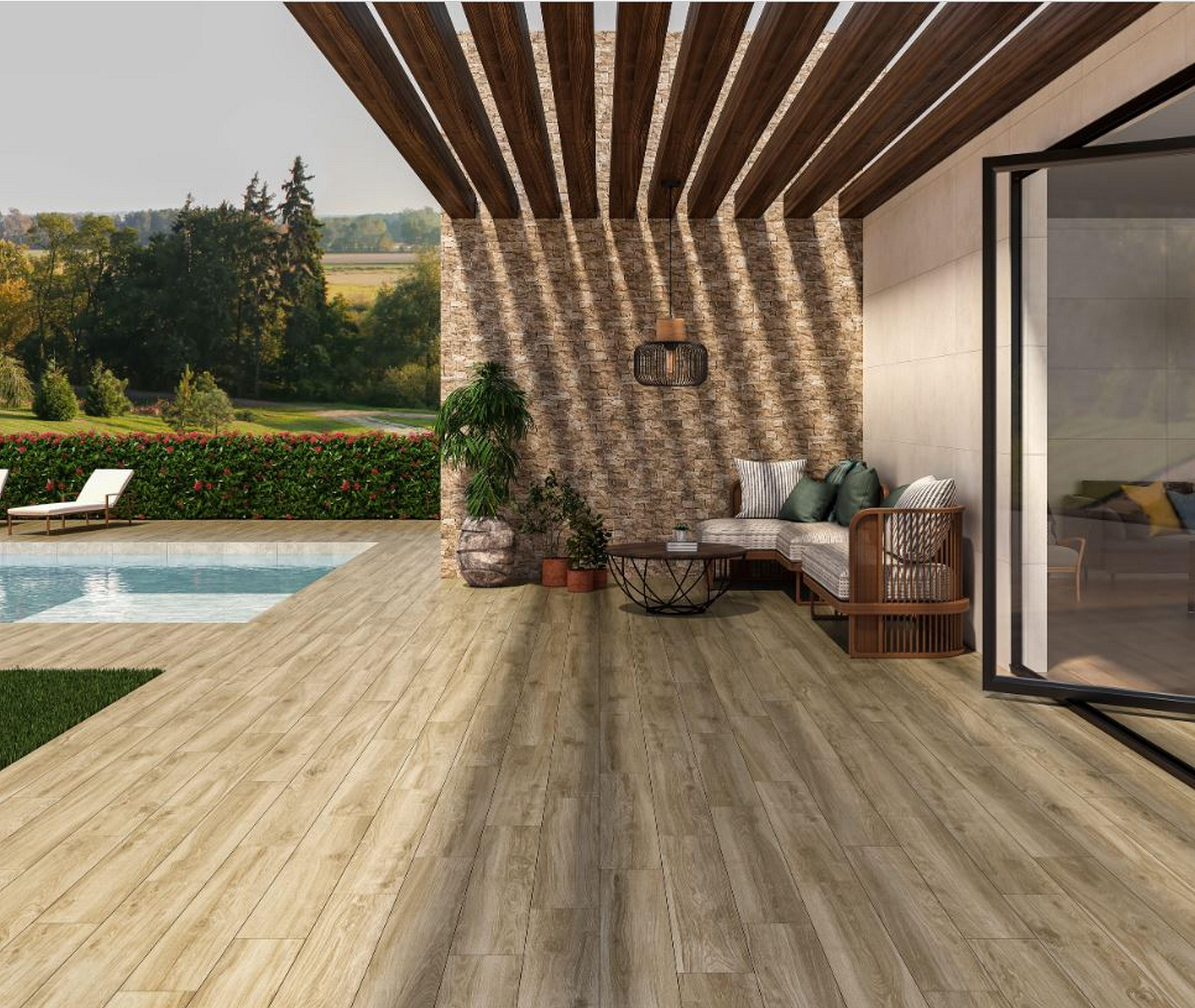 Peldaño gres porcelánico Managua efecto madera haya 120x32cm espesor 12mm ARTENS - 5