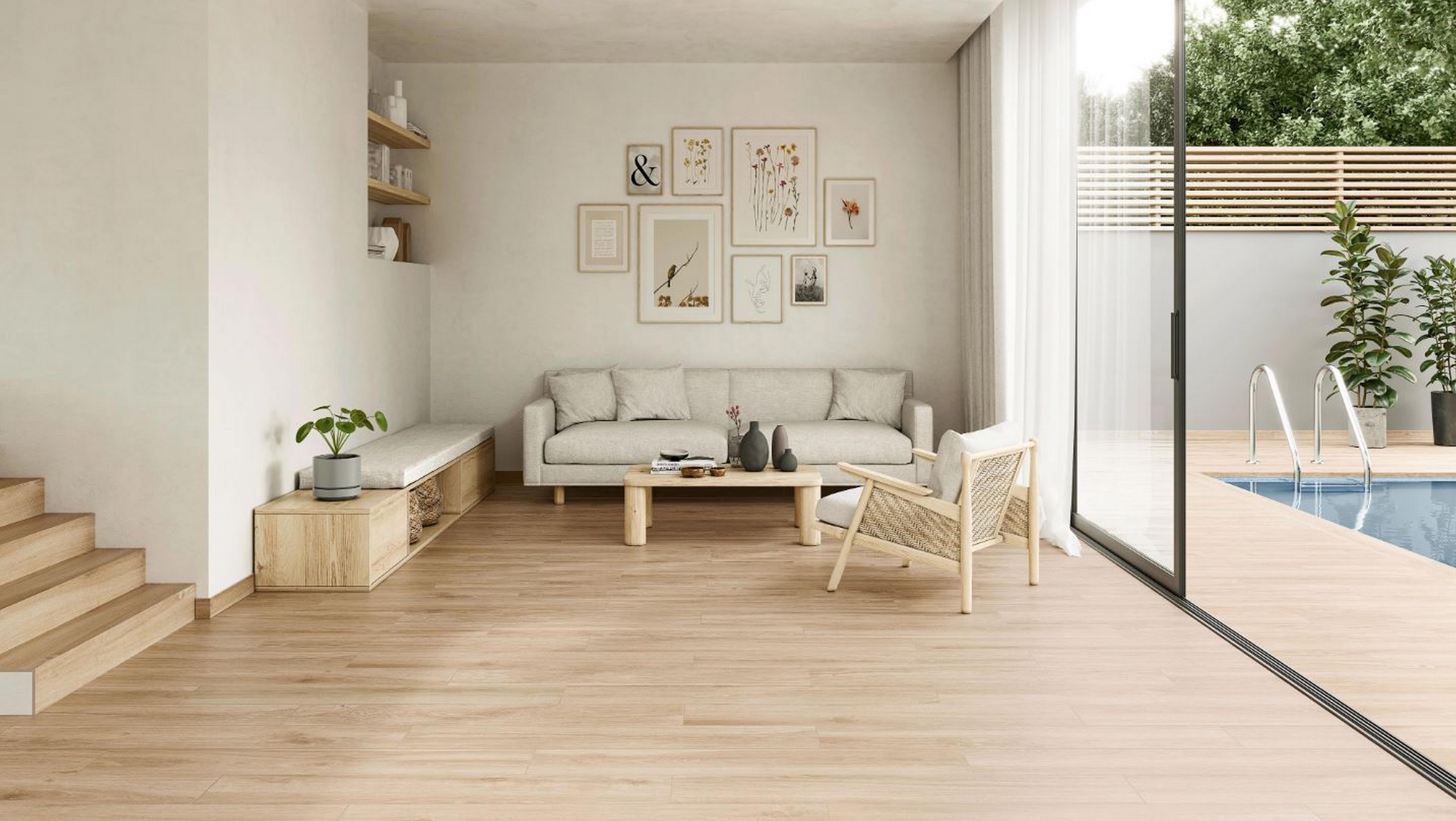 Peldaño gres porcelánico Managua efecto madera haya 120x32cm espesor 12mm ARTENS - 6